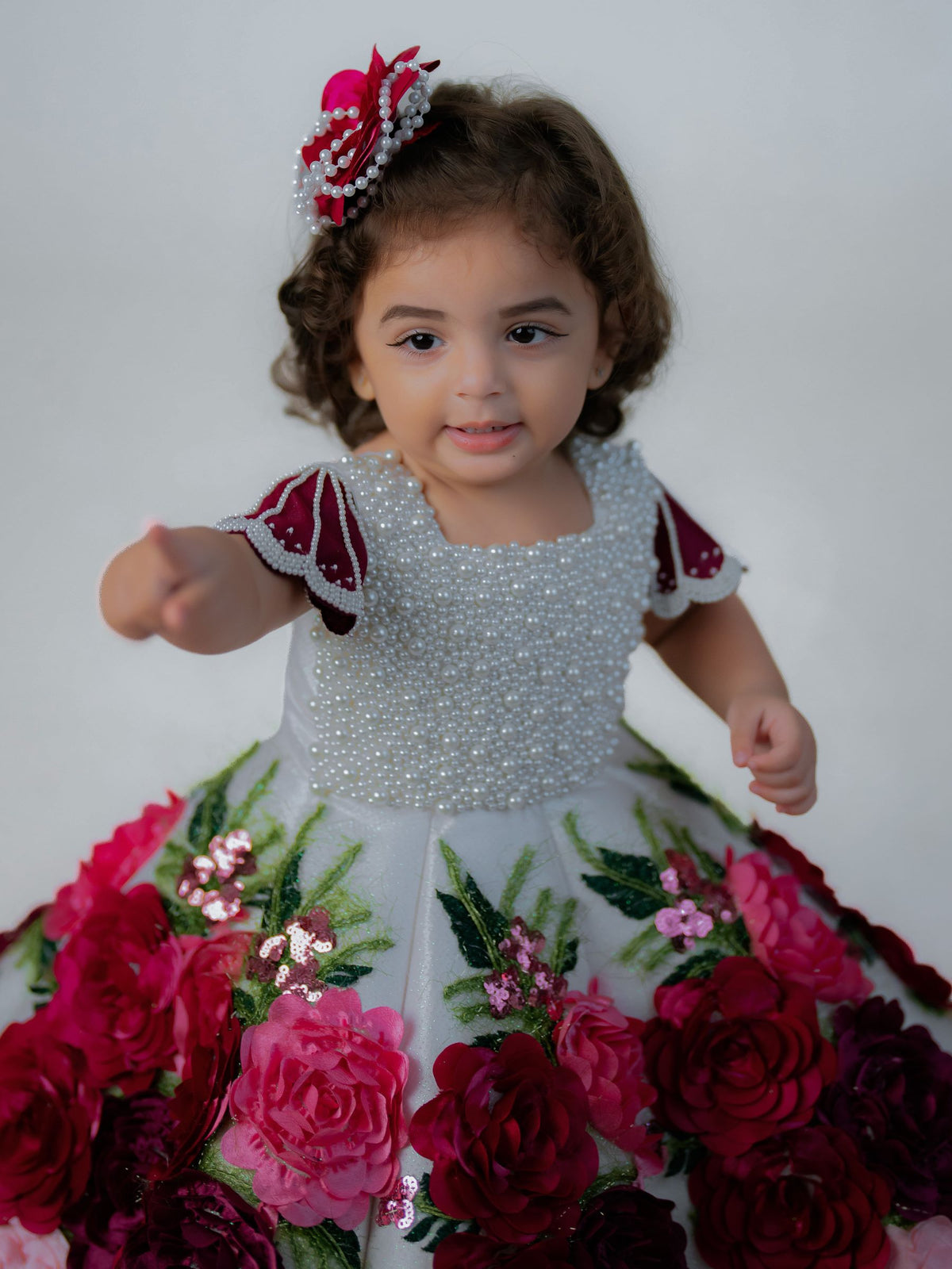 Crimson Rose Garden — 3D Floral Couture Gown