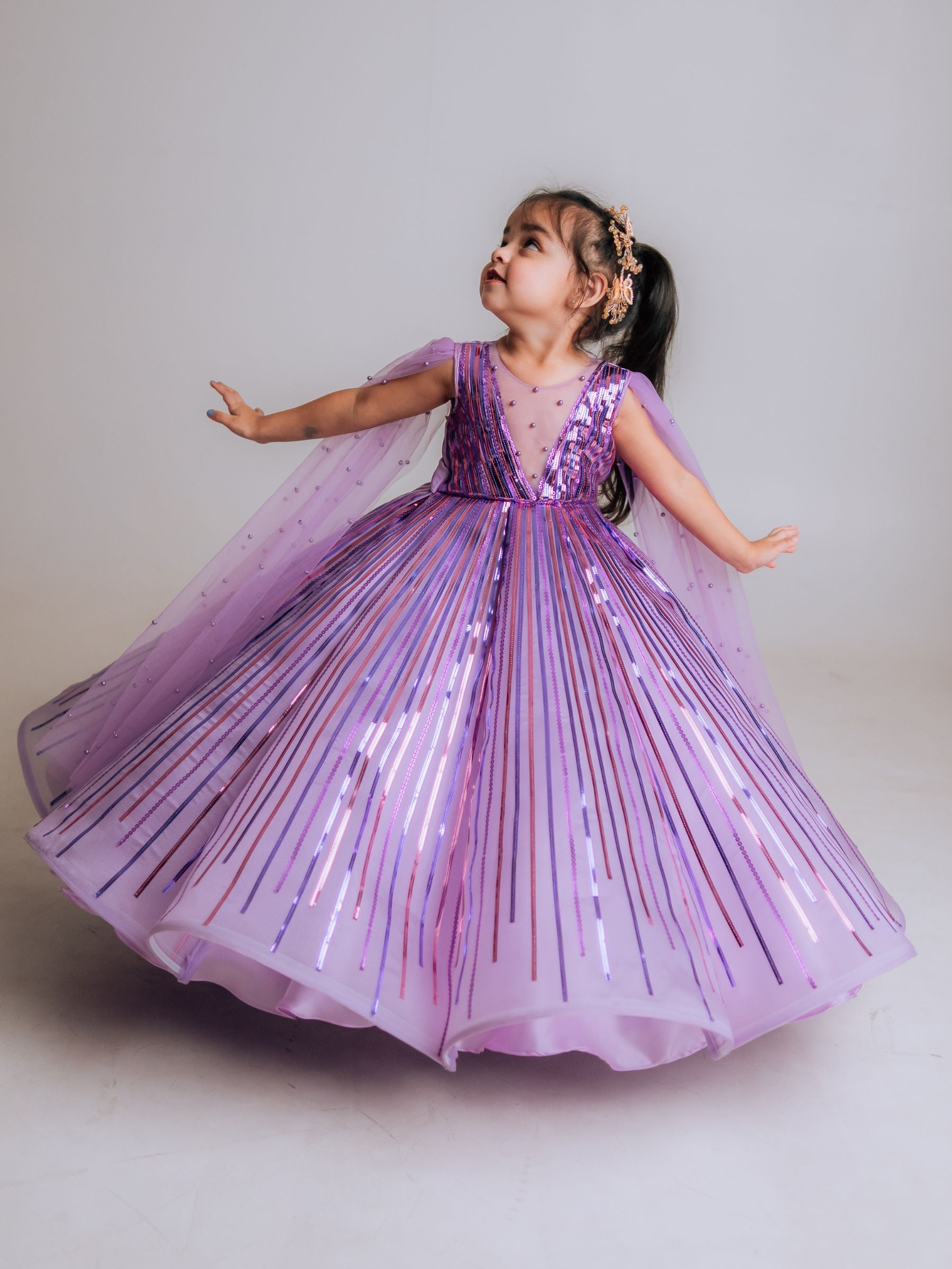 Lavender Sequin Weightless Panel Ball Gown