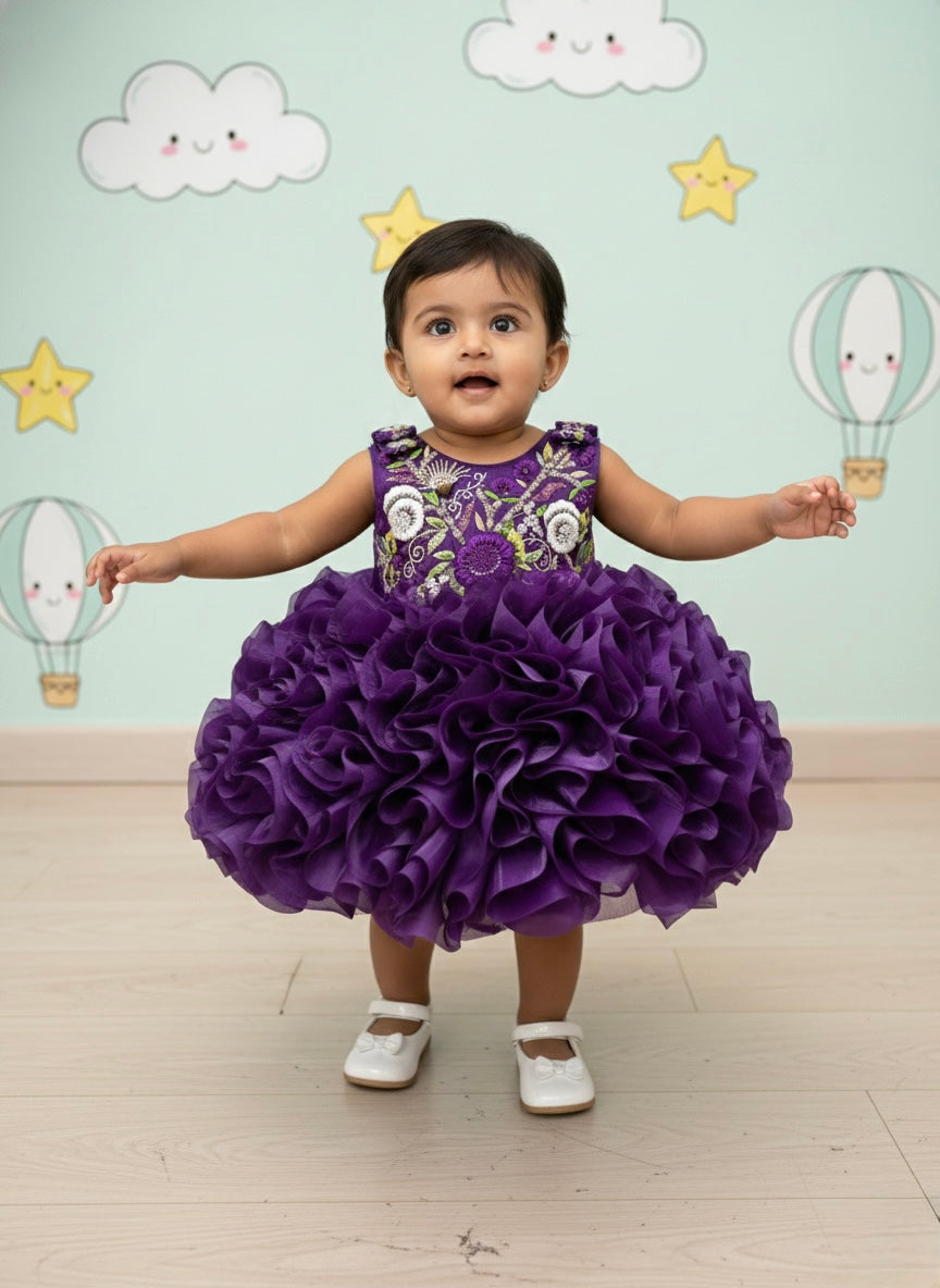 First birthday dress Online, Deep Violet Luxury Party Dress