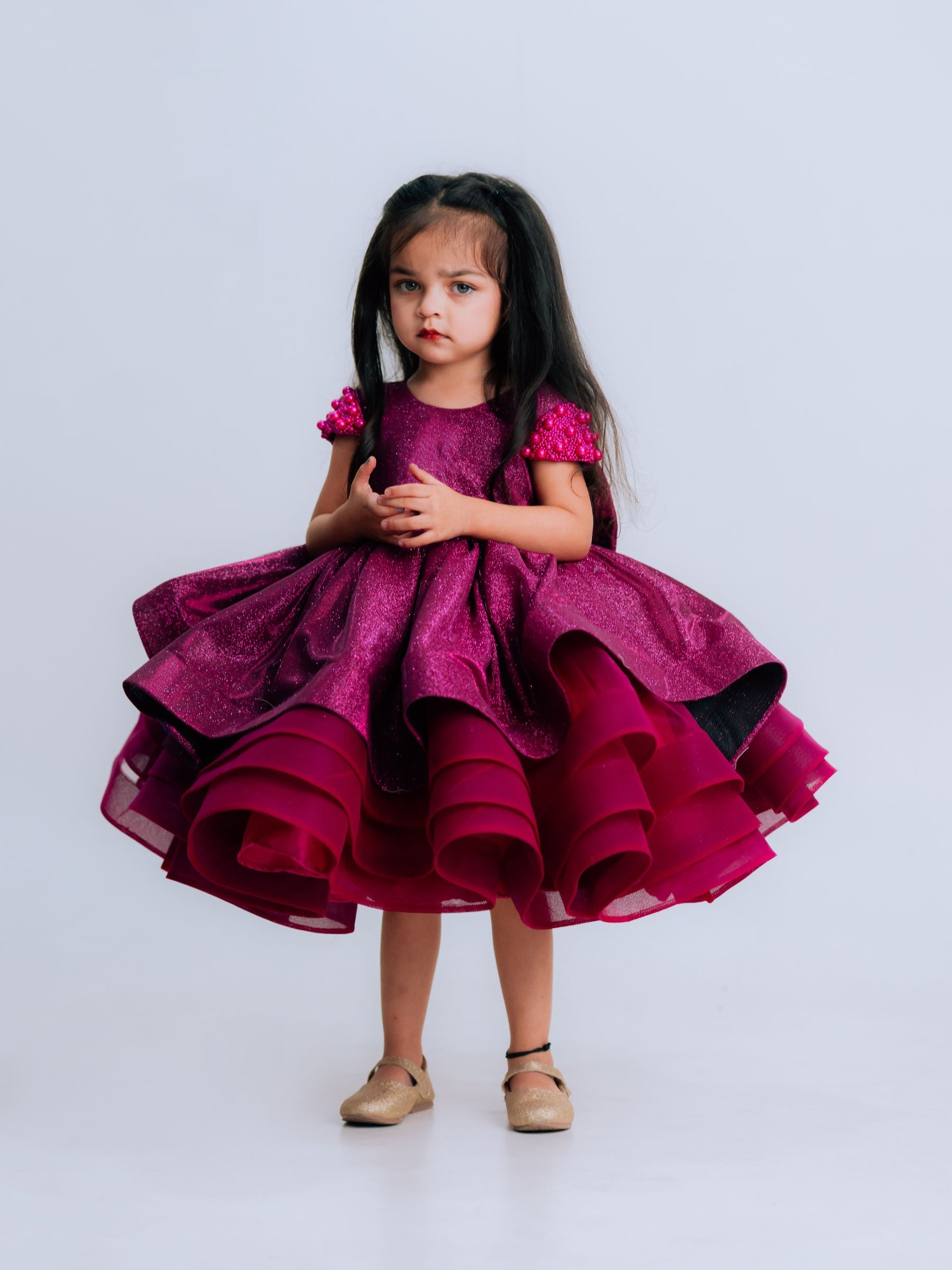 Magenta Simmer Layer Half Length Gown