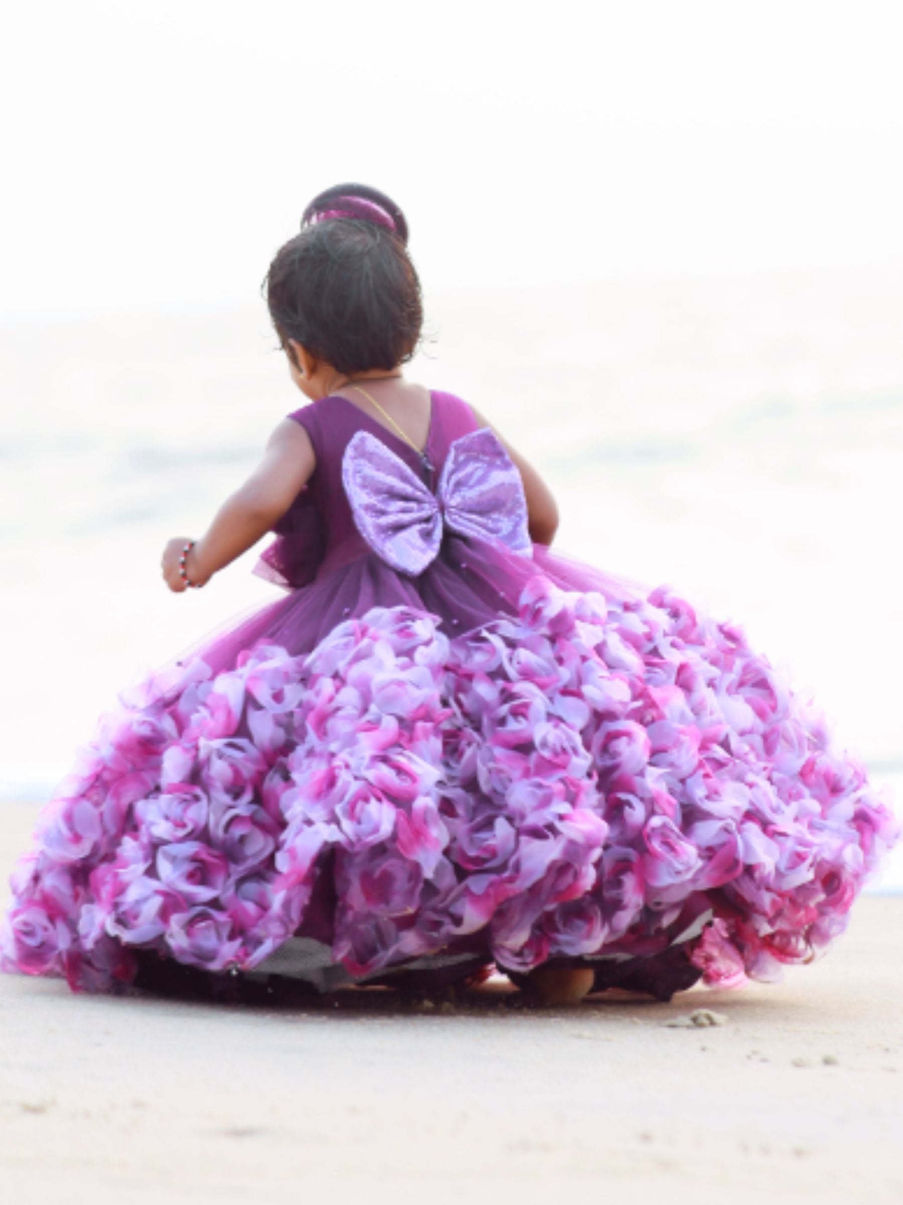 Purple rosalina ball gown with ruffle top