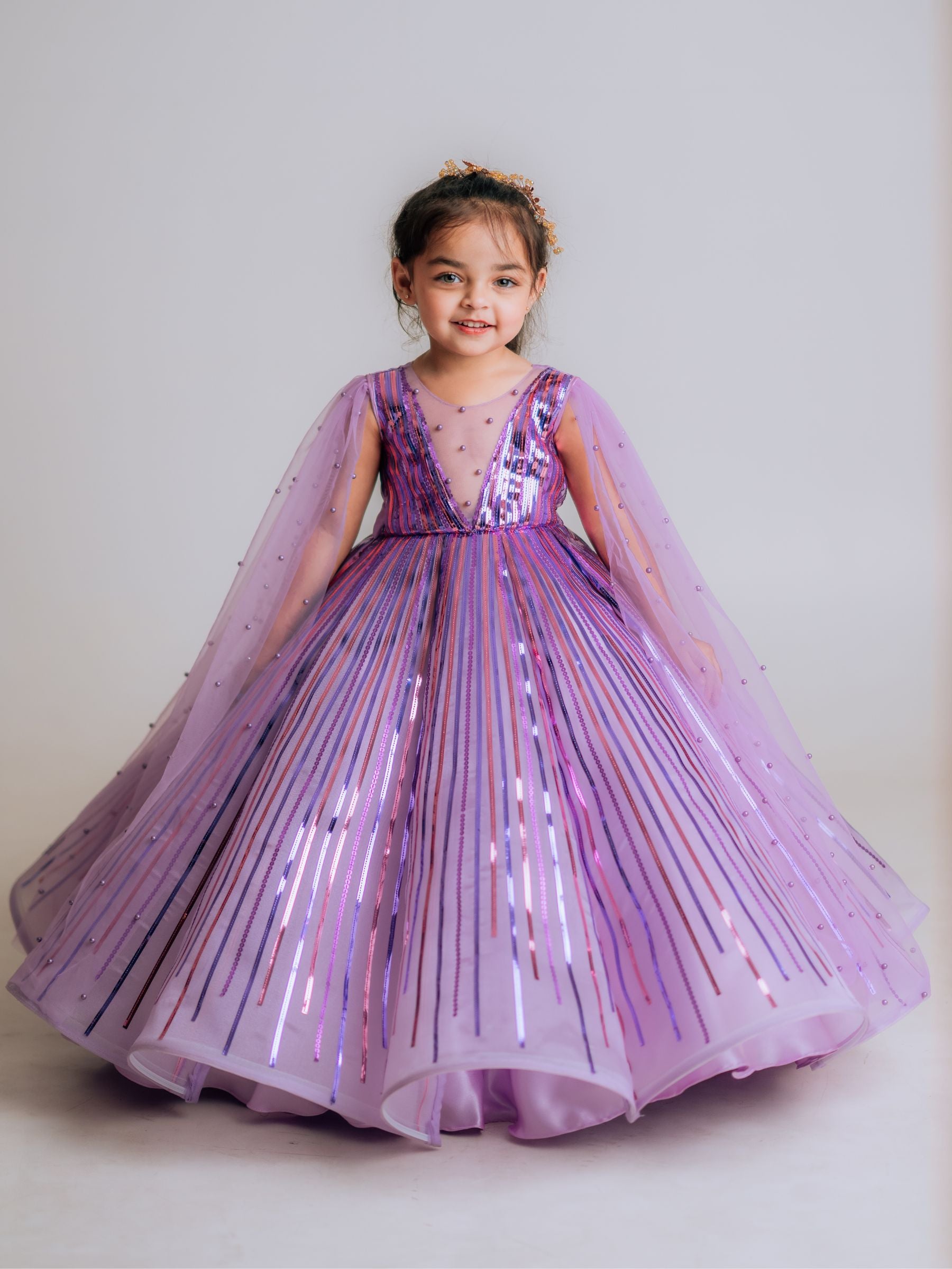 Lavender Sequence Weightless Panel Ball Gown