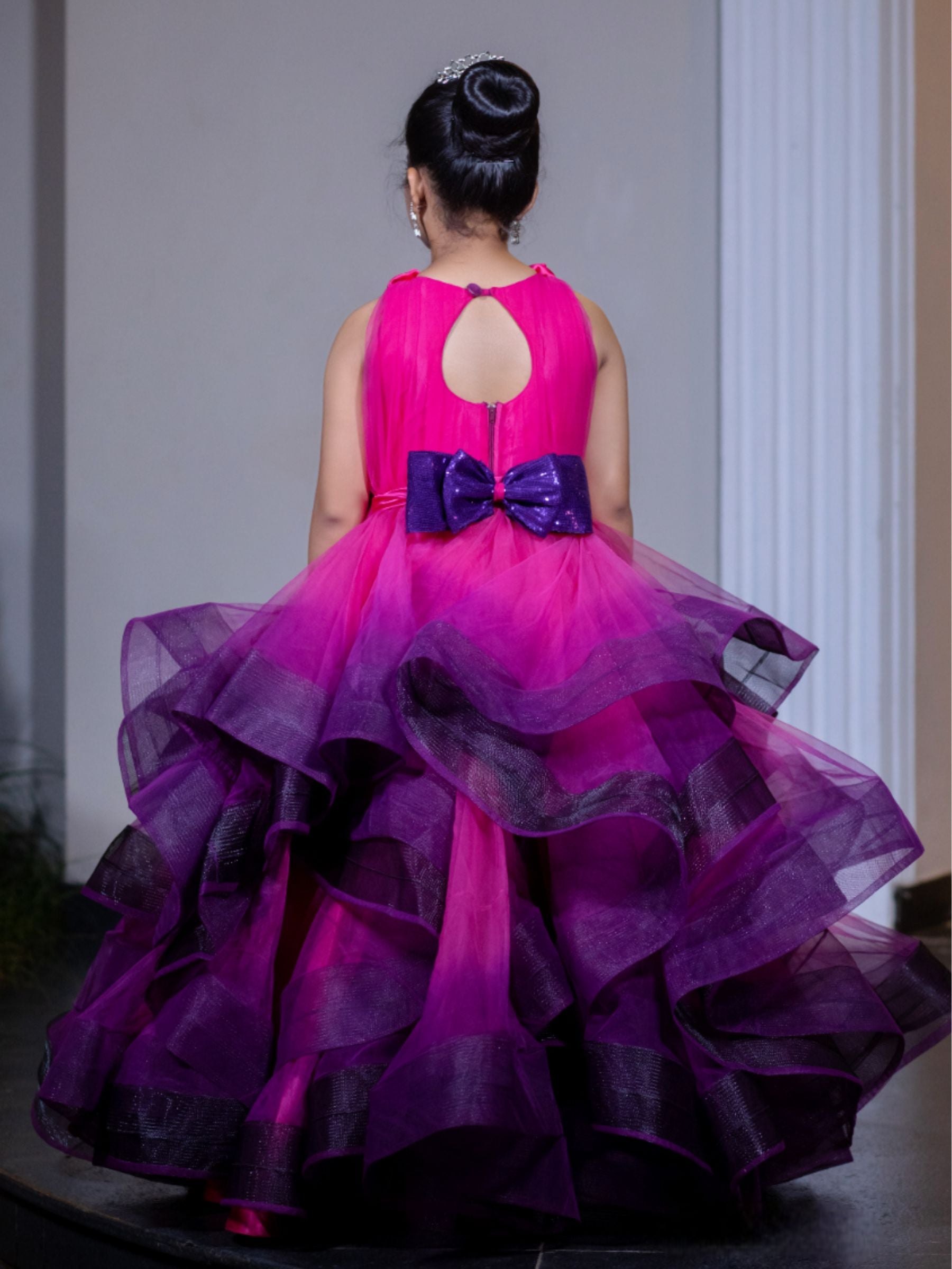 Pink and Purple Dazzling Floral Embellished Belle Gown