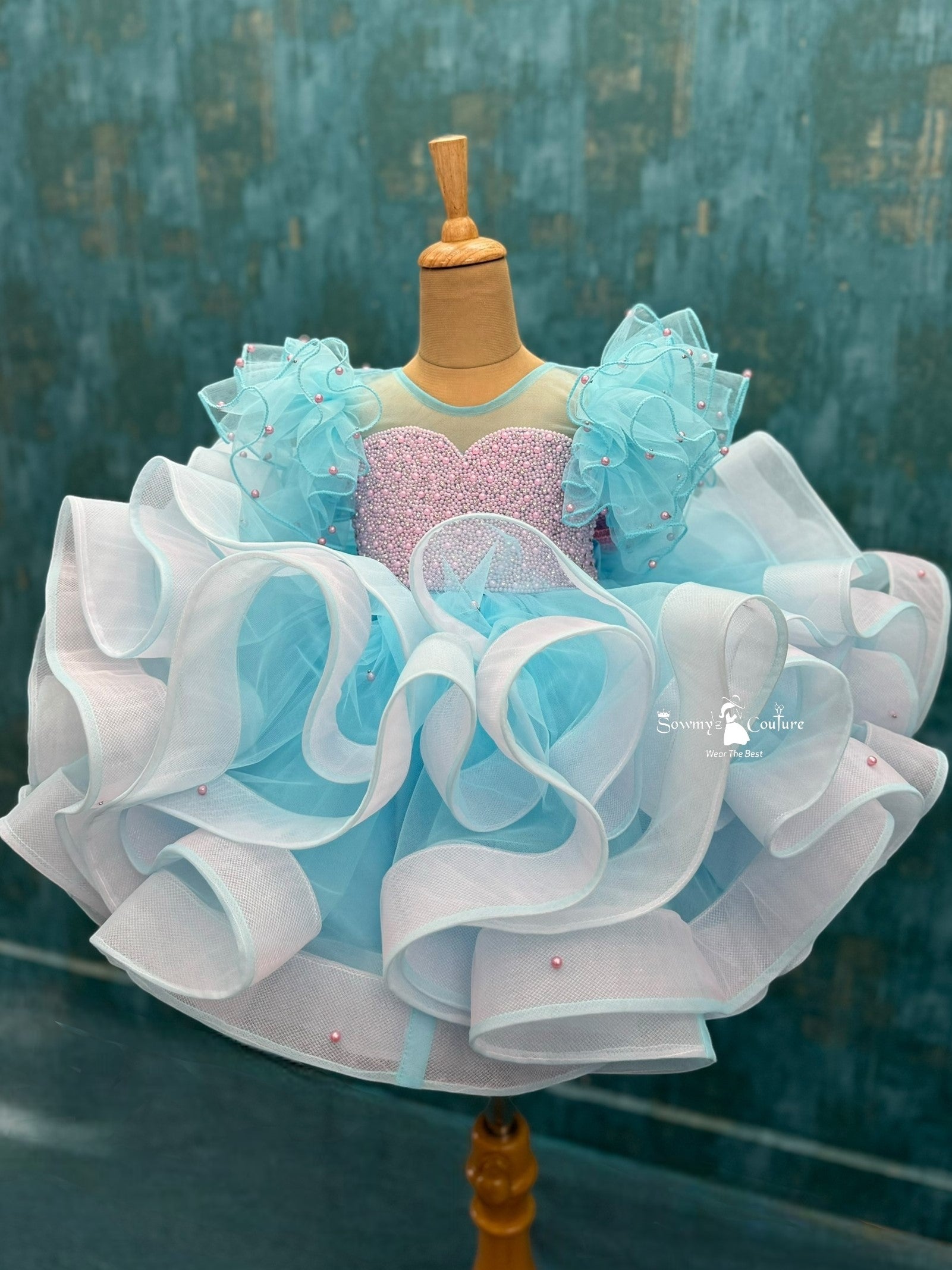 Enchanted BLUE – Fairy ruffle Ball Gown