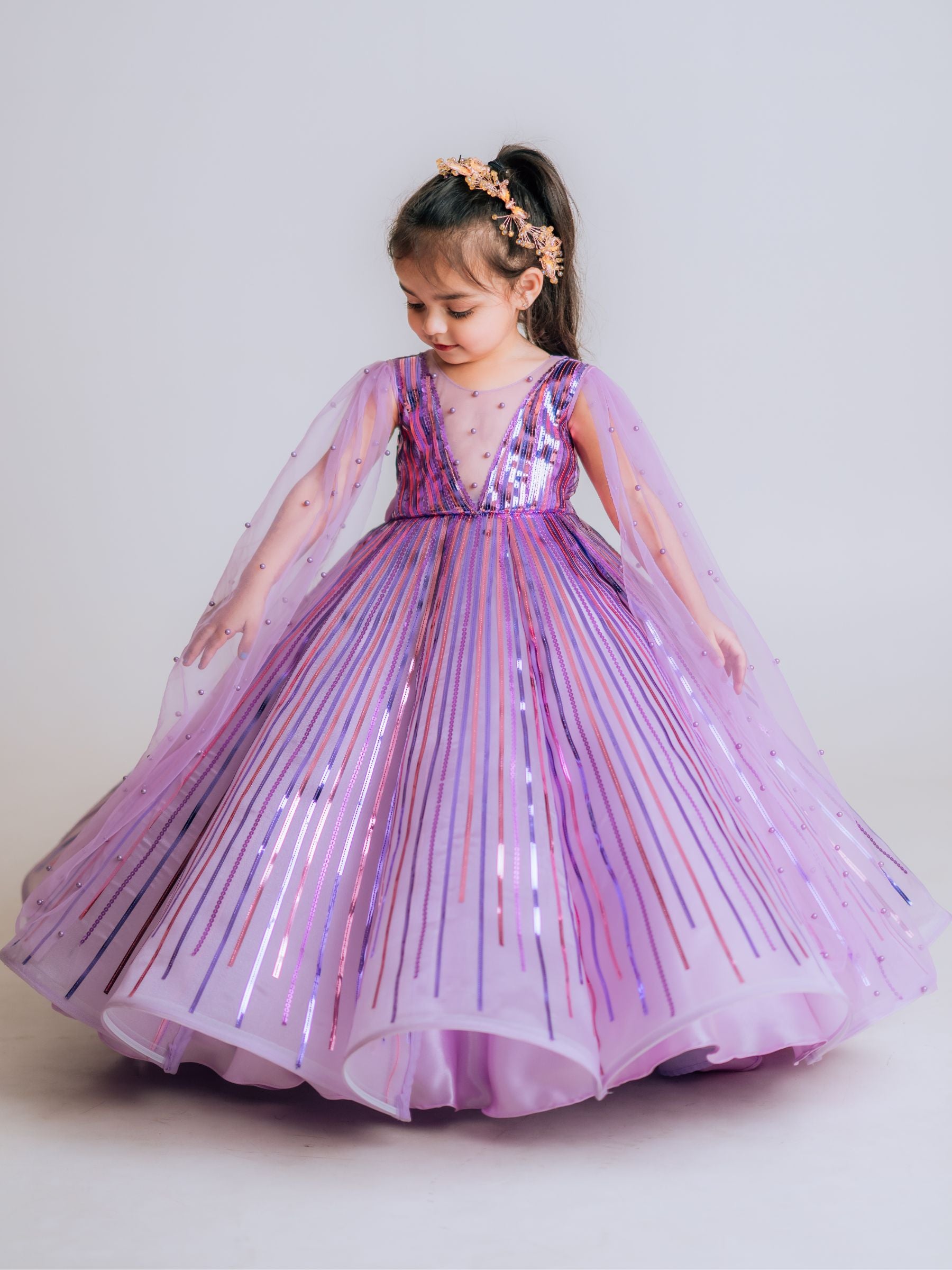 Lavender Sequence Weightless Panel Ball Gown