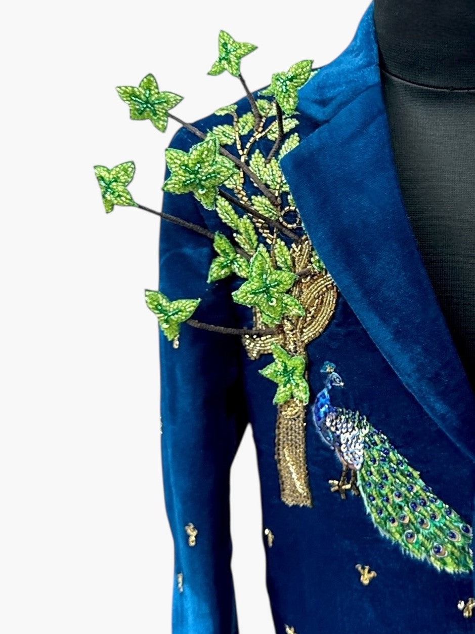 5D Designer Little Krishna Peacock Royale Coat- Comes with Pant and Shirt
