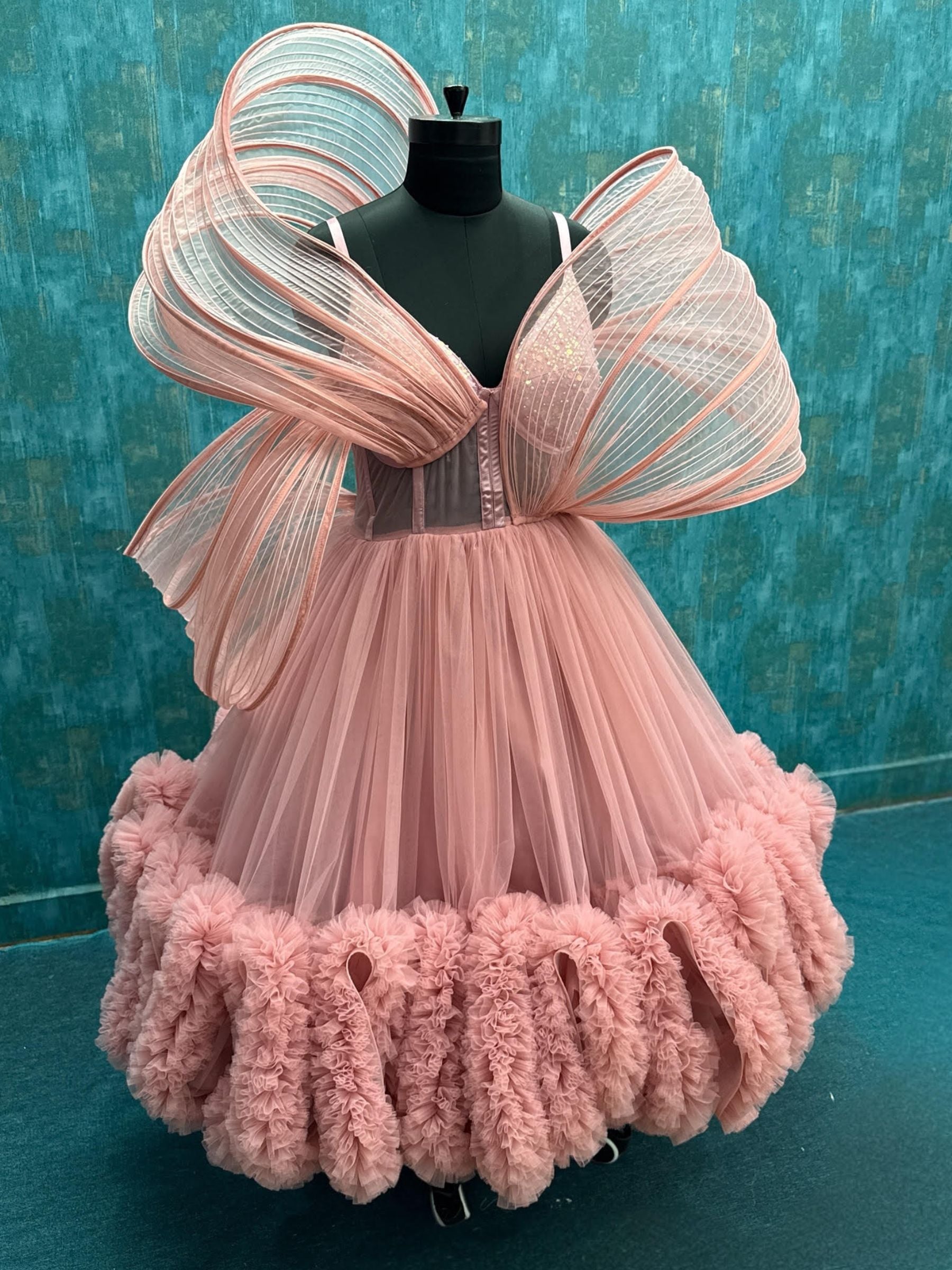 Structured Ruffle Corset Gown