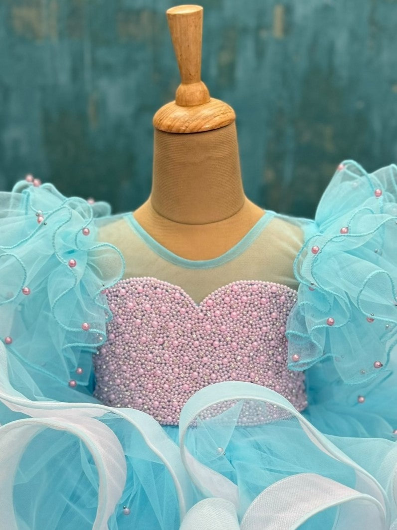 Enchanted BLUE – Fairy ruffle Ball Gown