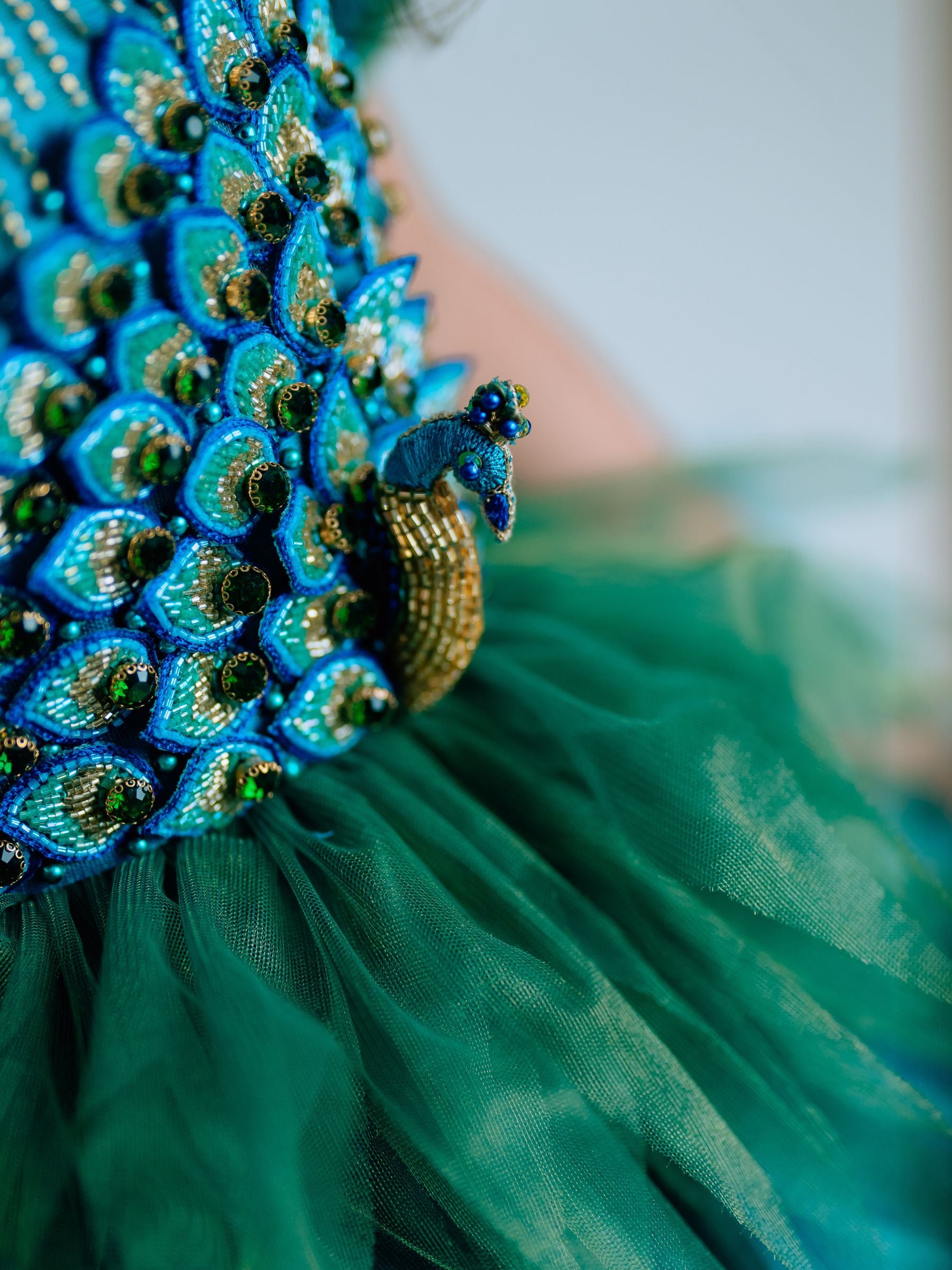 5D Designer Peacock Feather Princess Gown