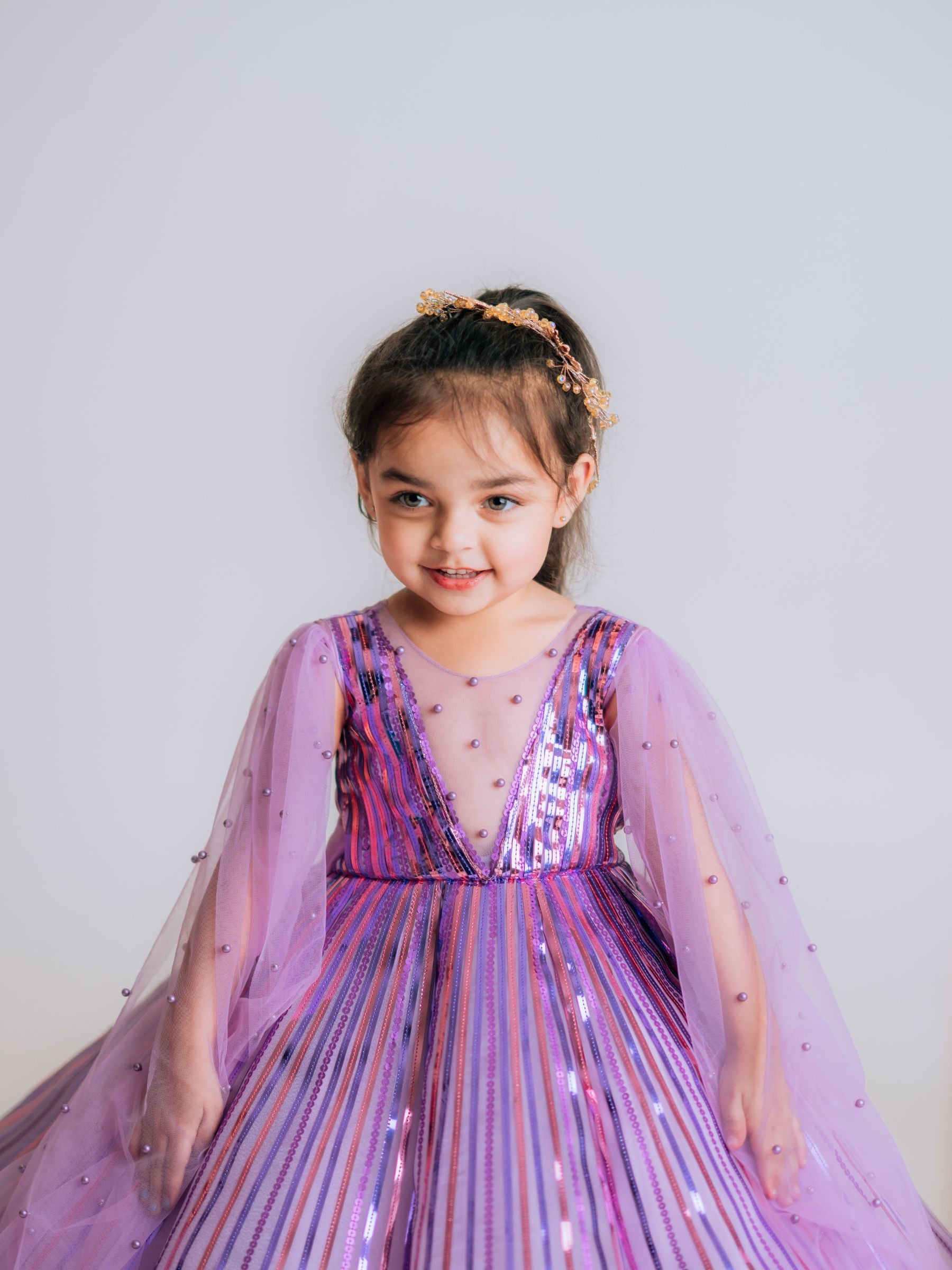 Lavender Sequin Weightless Panel Ball Gown