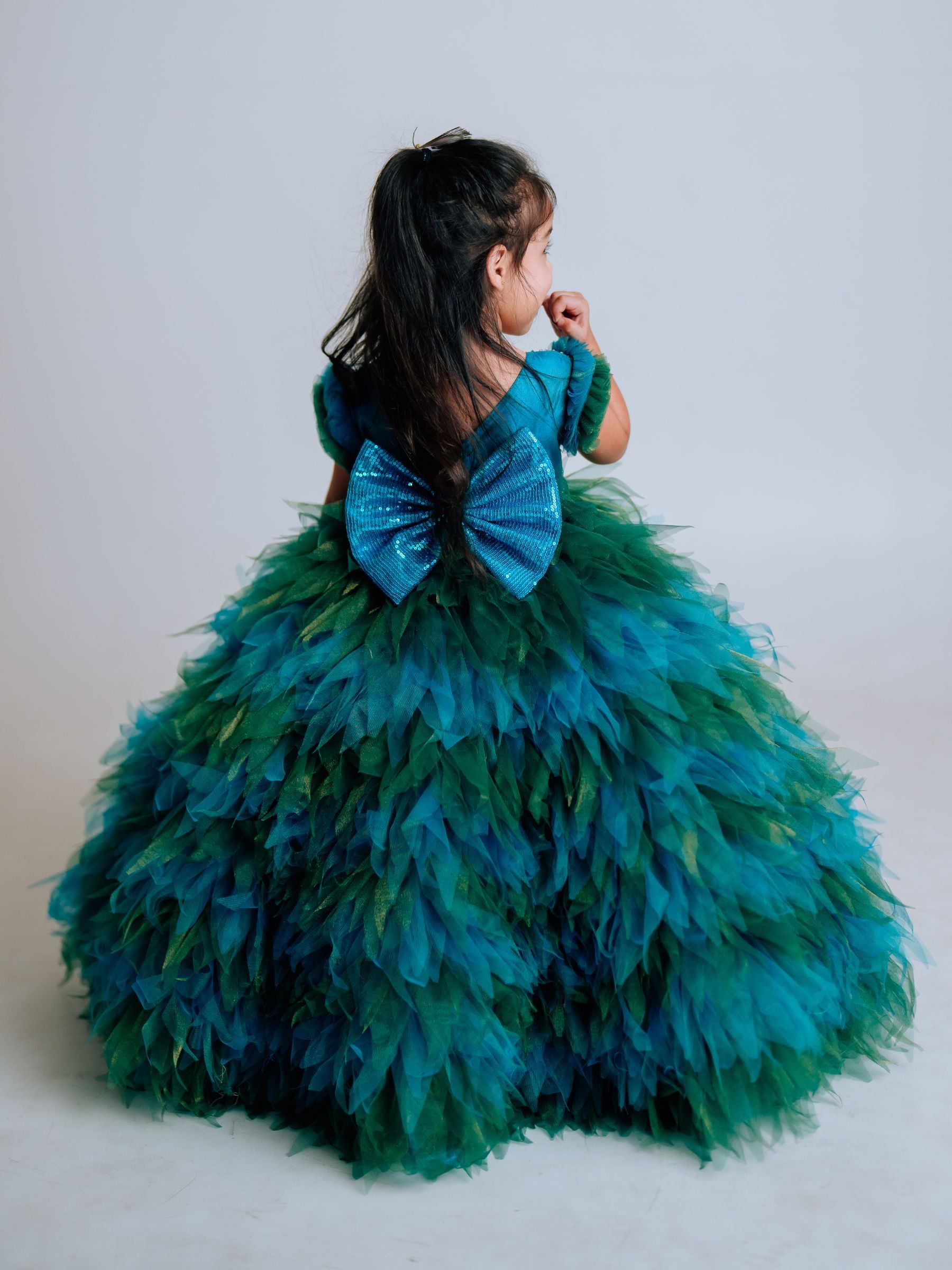 5D Designer Peacock Feather Princess Gown