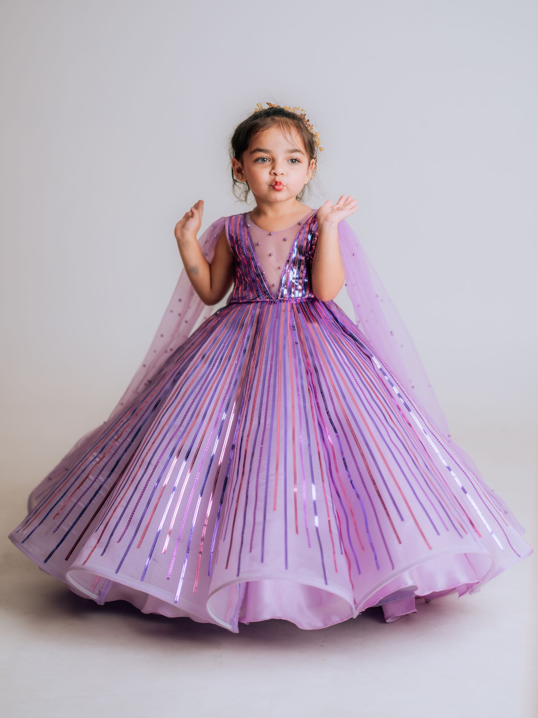Lavender Sequin Weightless Panel Ball Gown