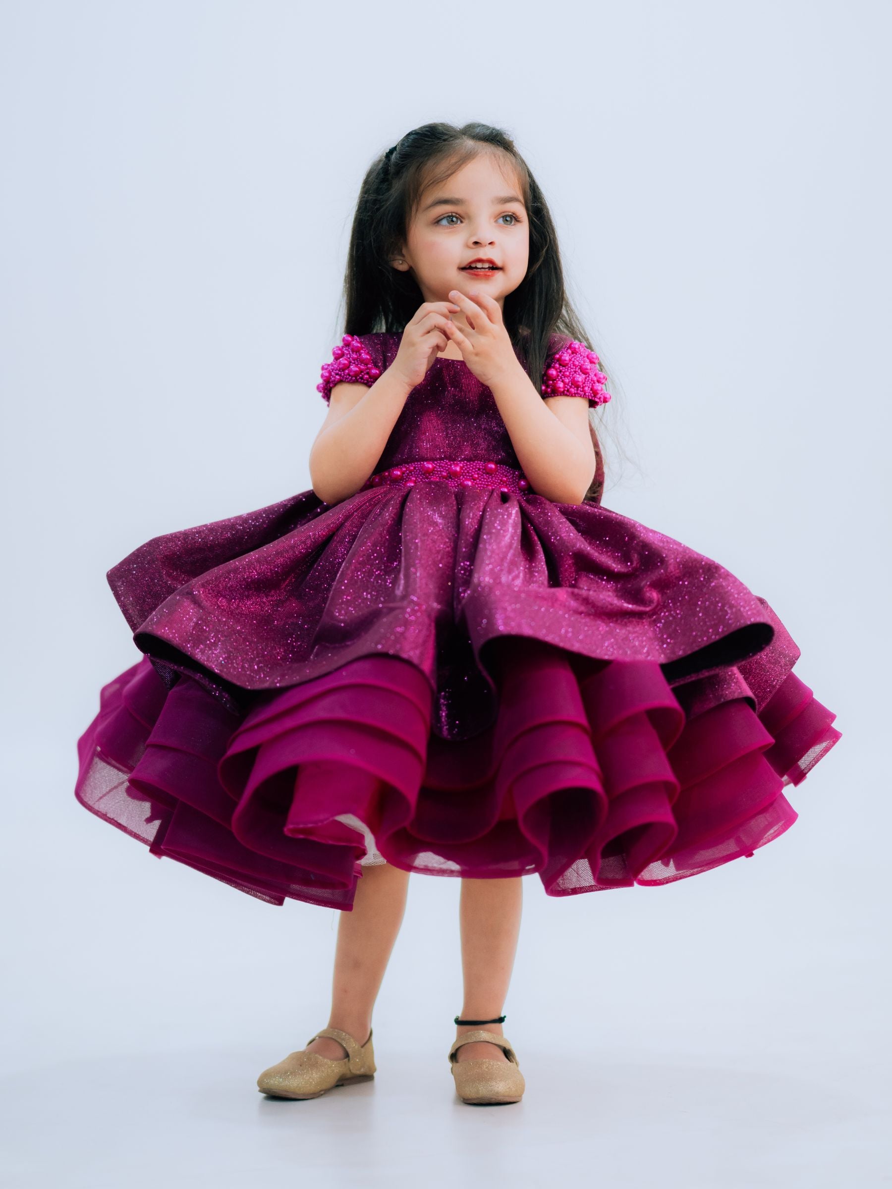 Magenta Simmer Layer Half Length Gown