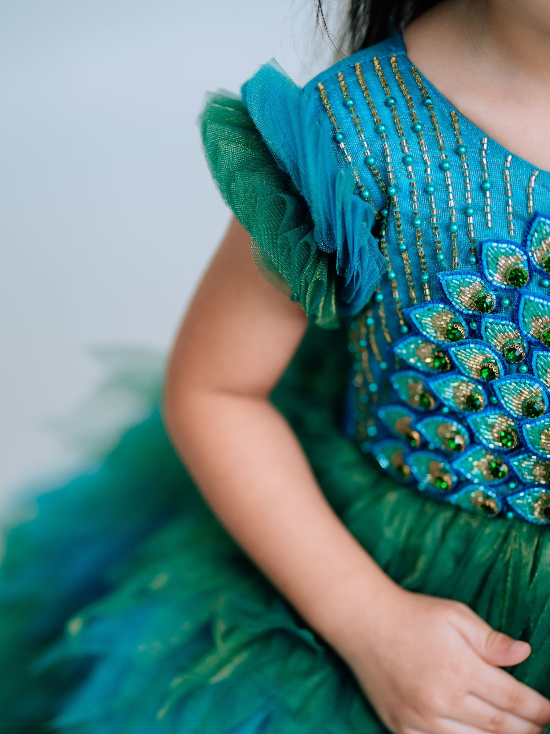 5D Designer Peacock Feather Princess Gown