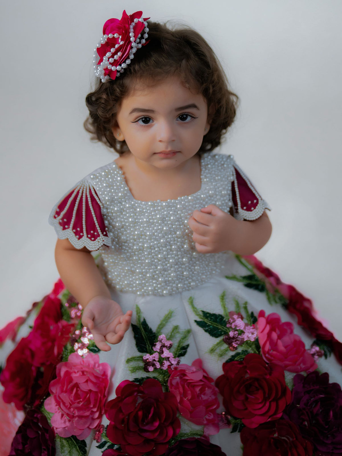 Crimson Rose Garden — 3D Floral Couture Gown