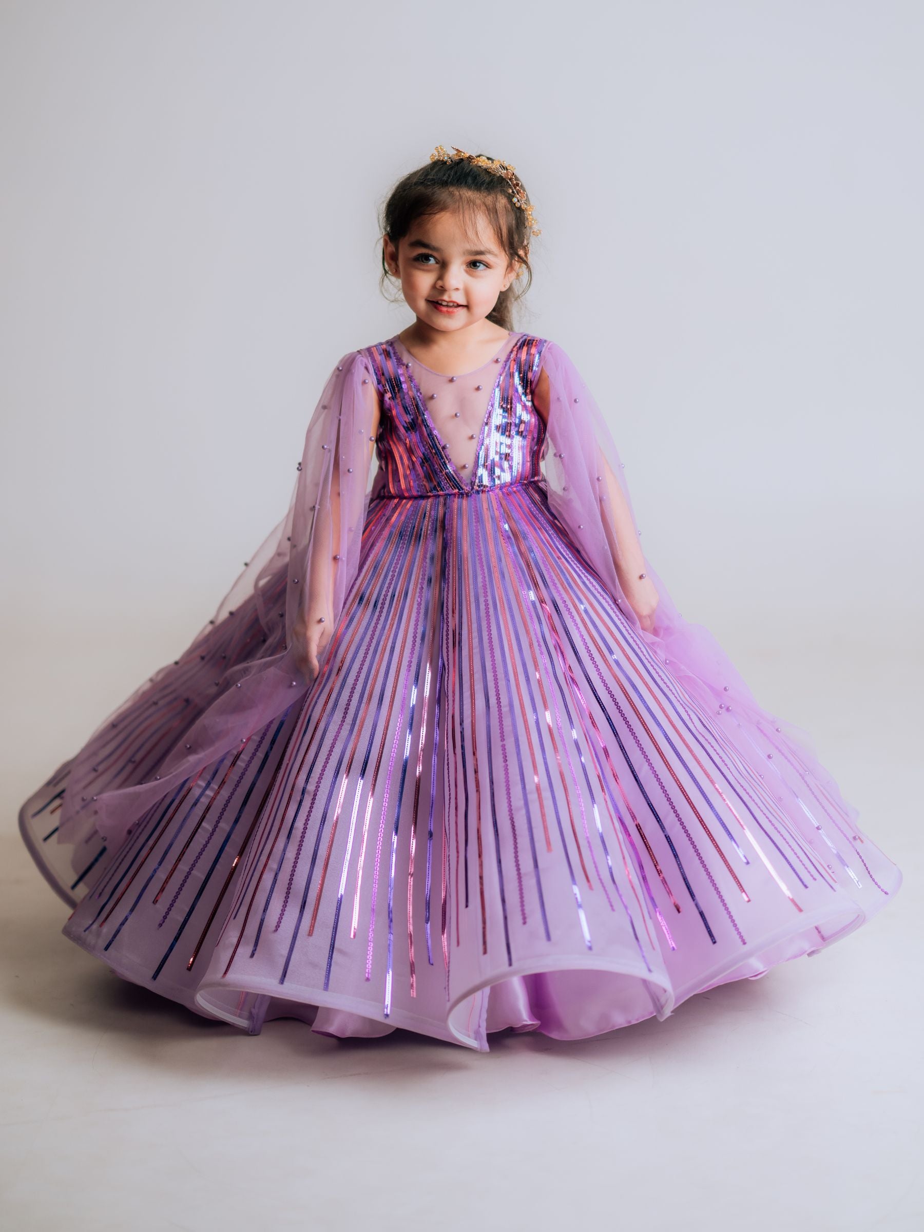 Lavender Sequence Weightless Panel Ball Gown