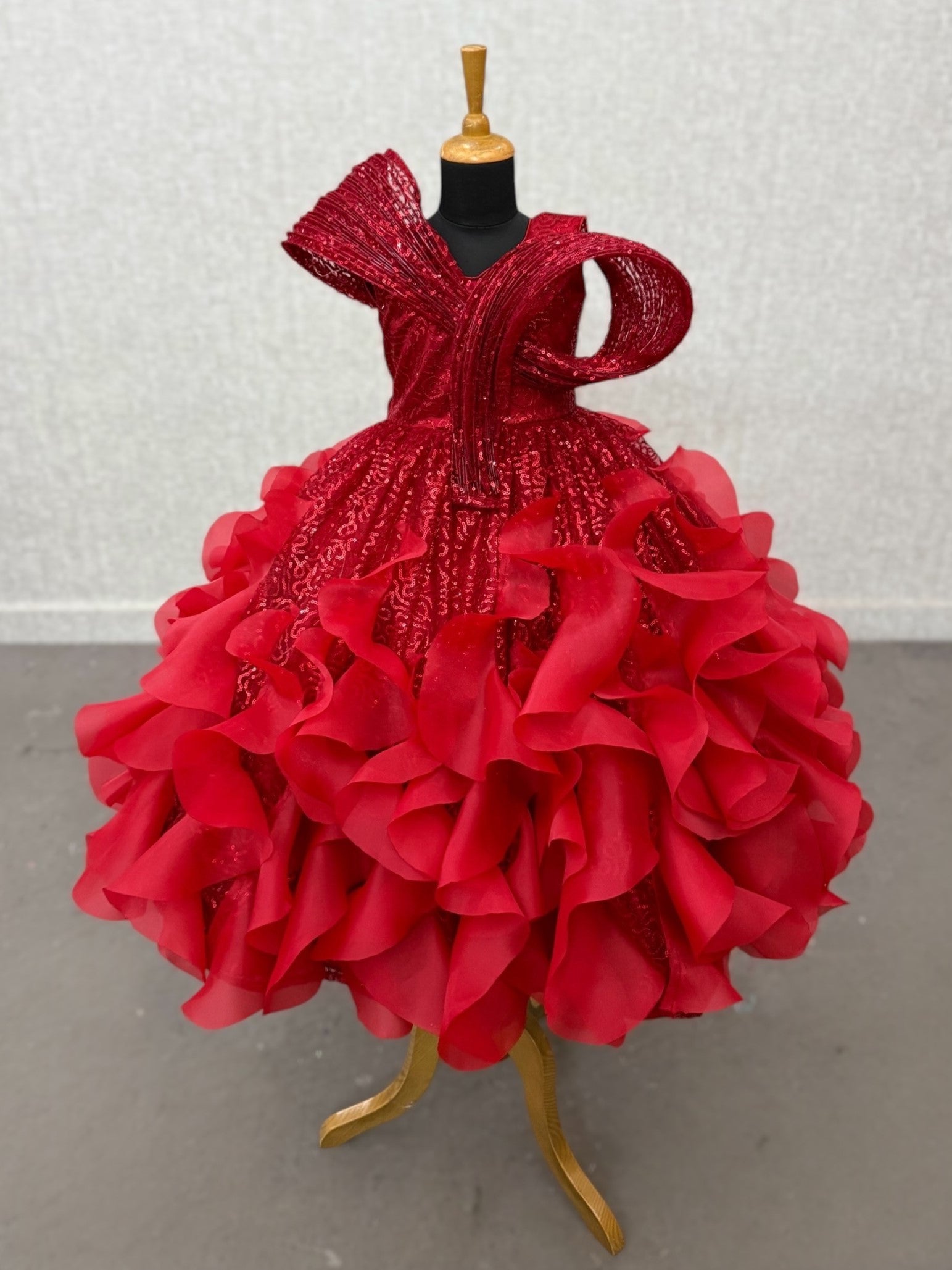 Princess Gown Online, Red Sequin Organza Dress