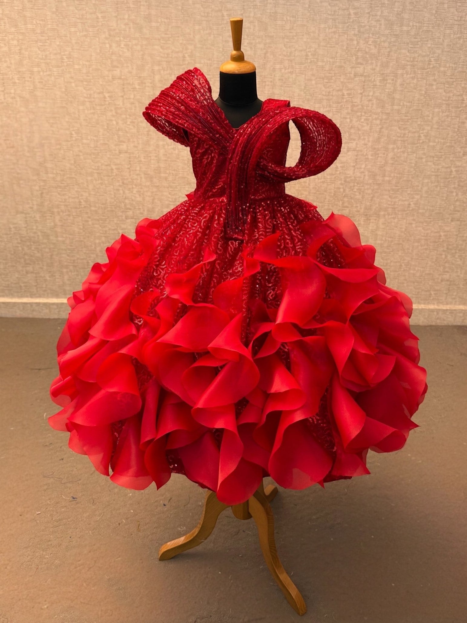 Princess Gown Online, Red Sequin Organza Dress