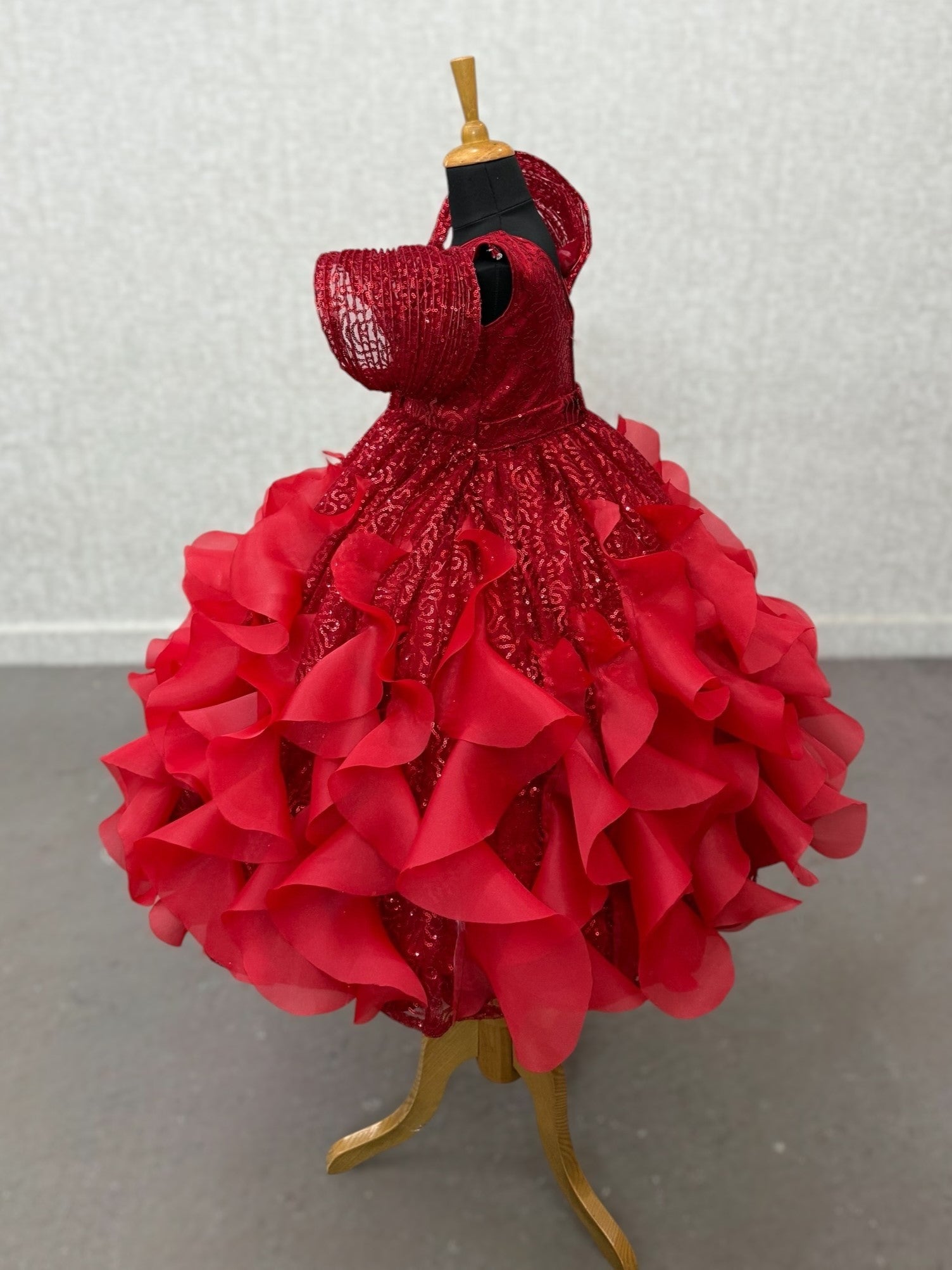 Princess Gown Online, Red Sequin Organza Dress