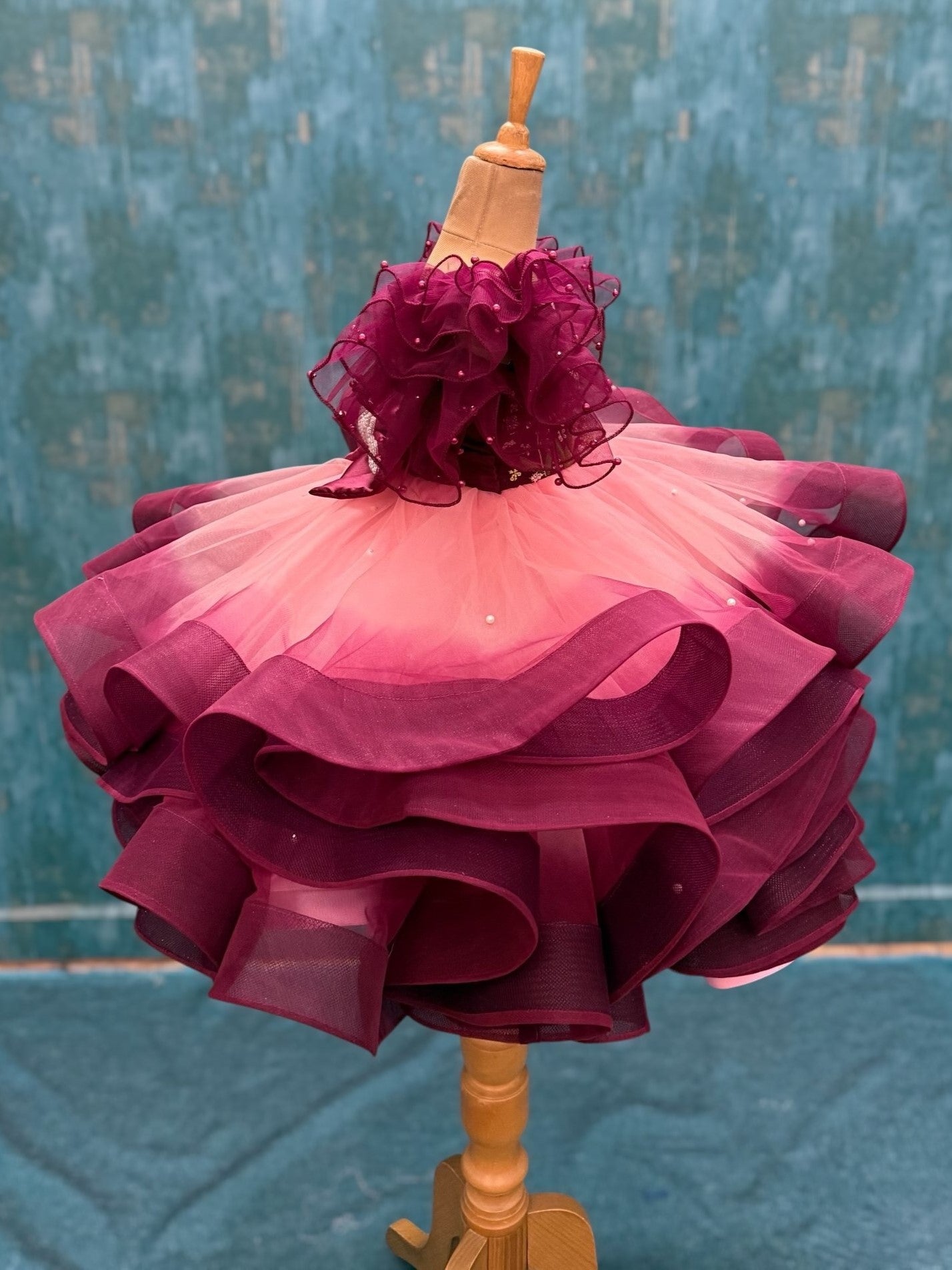Ball gown for girls Online, Purple Ruffled Net Dress