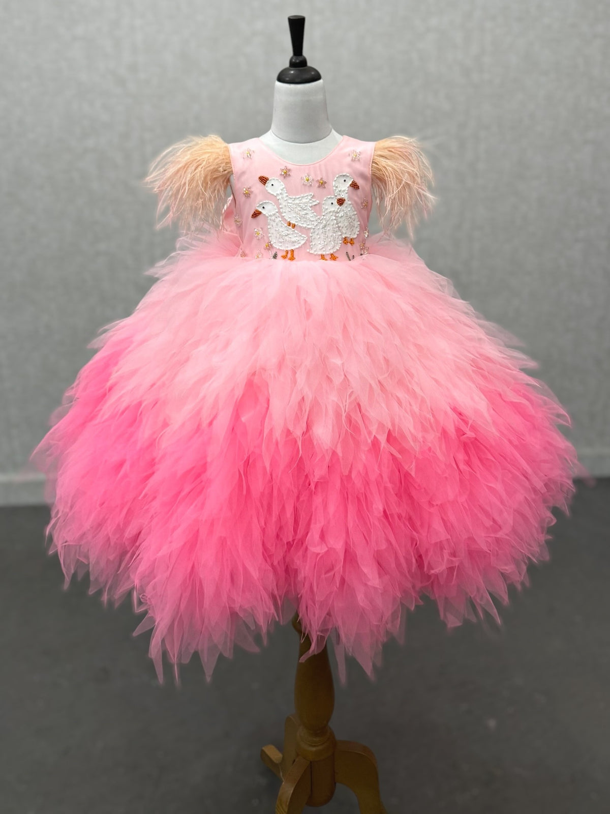 Blush Swan Feather Princess Gown