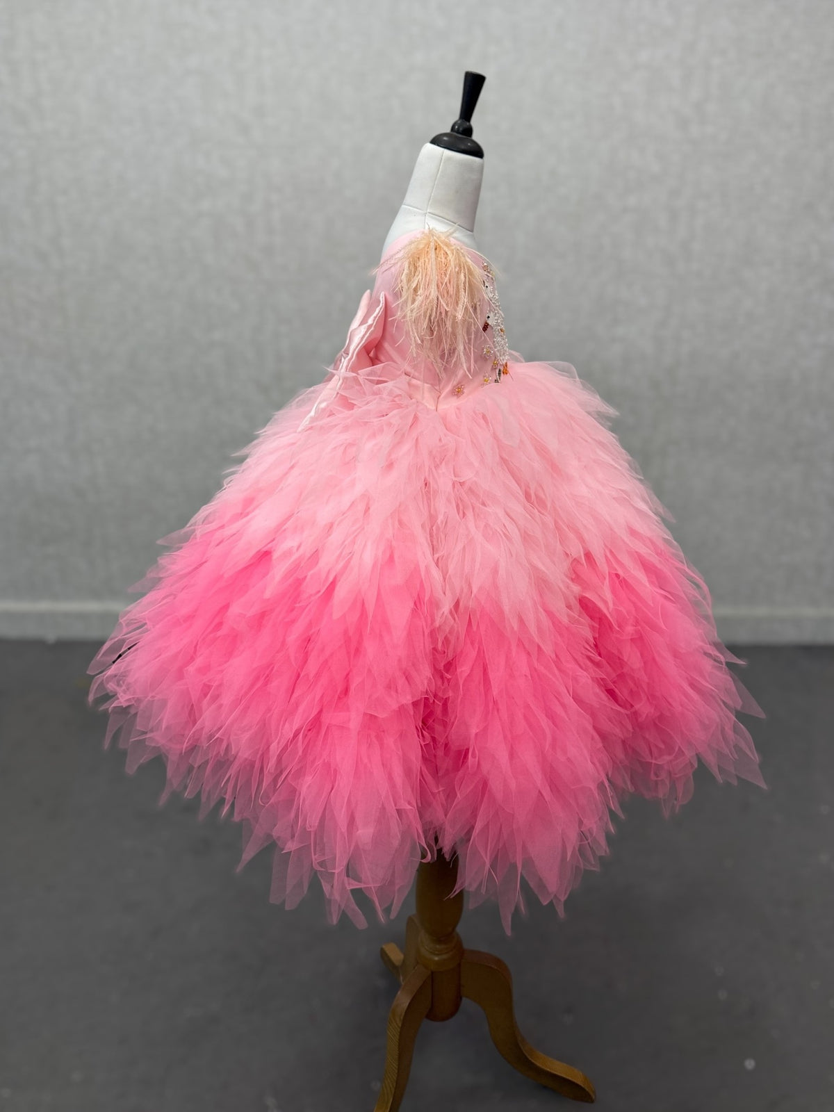 Blush Swan Feather Princess Gown