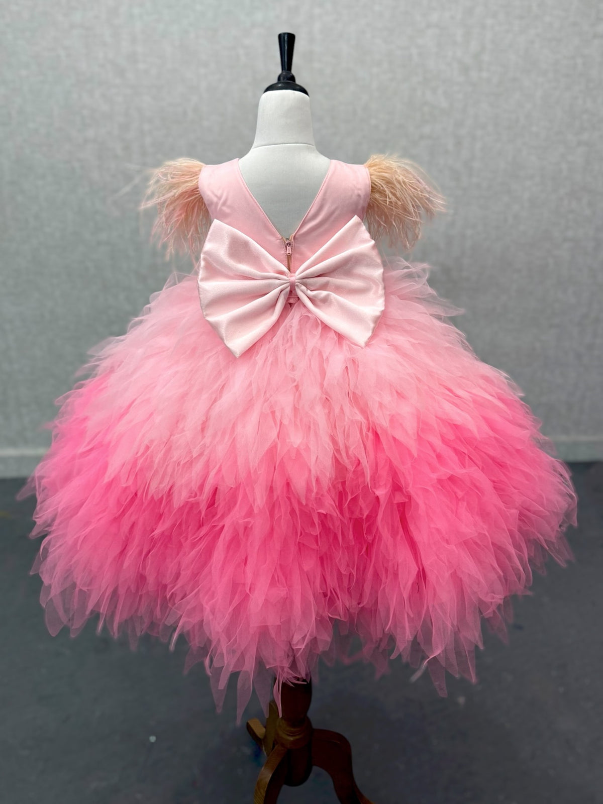 Blush Swan Feather Princess Gown