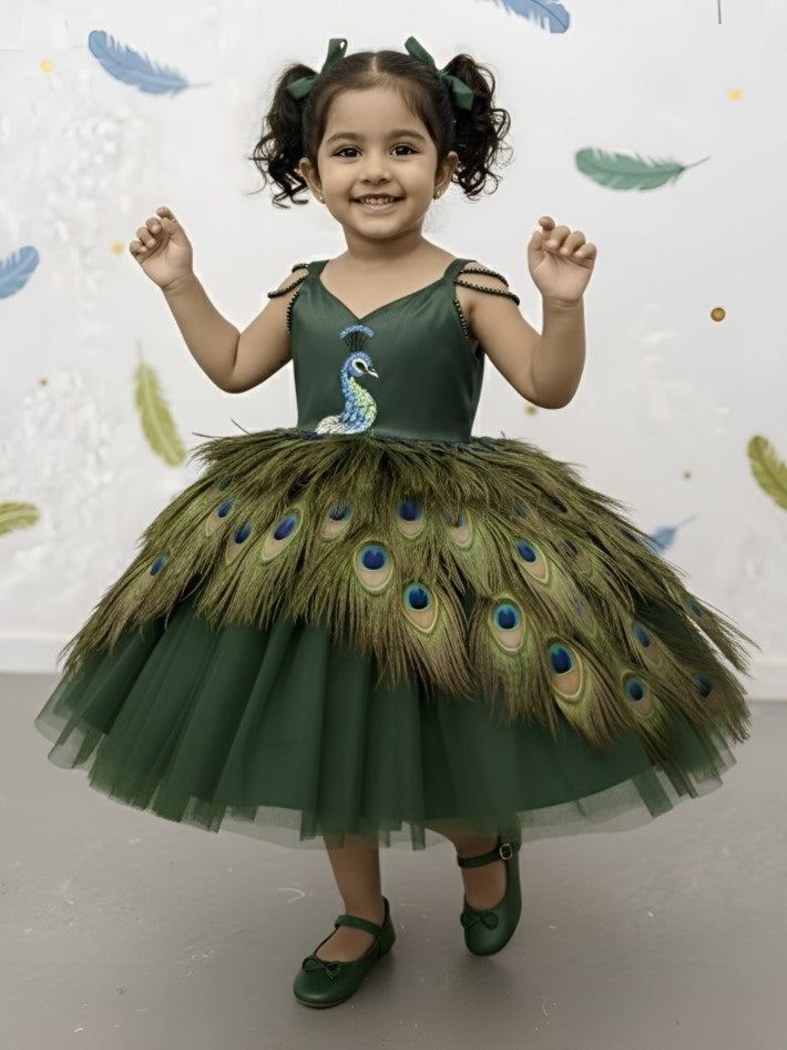 Peacock feather dress 9-10Y