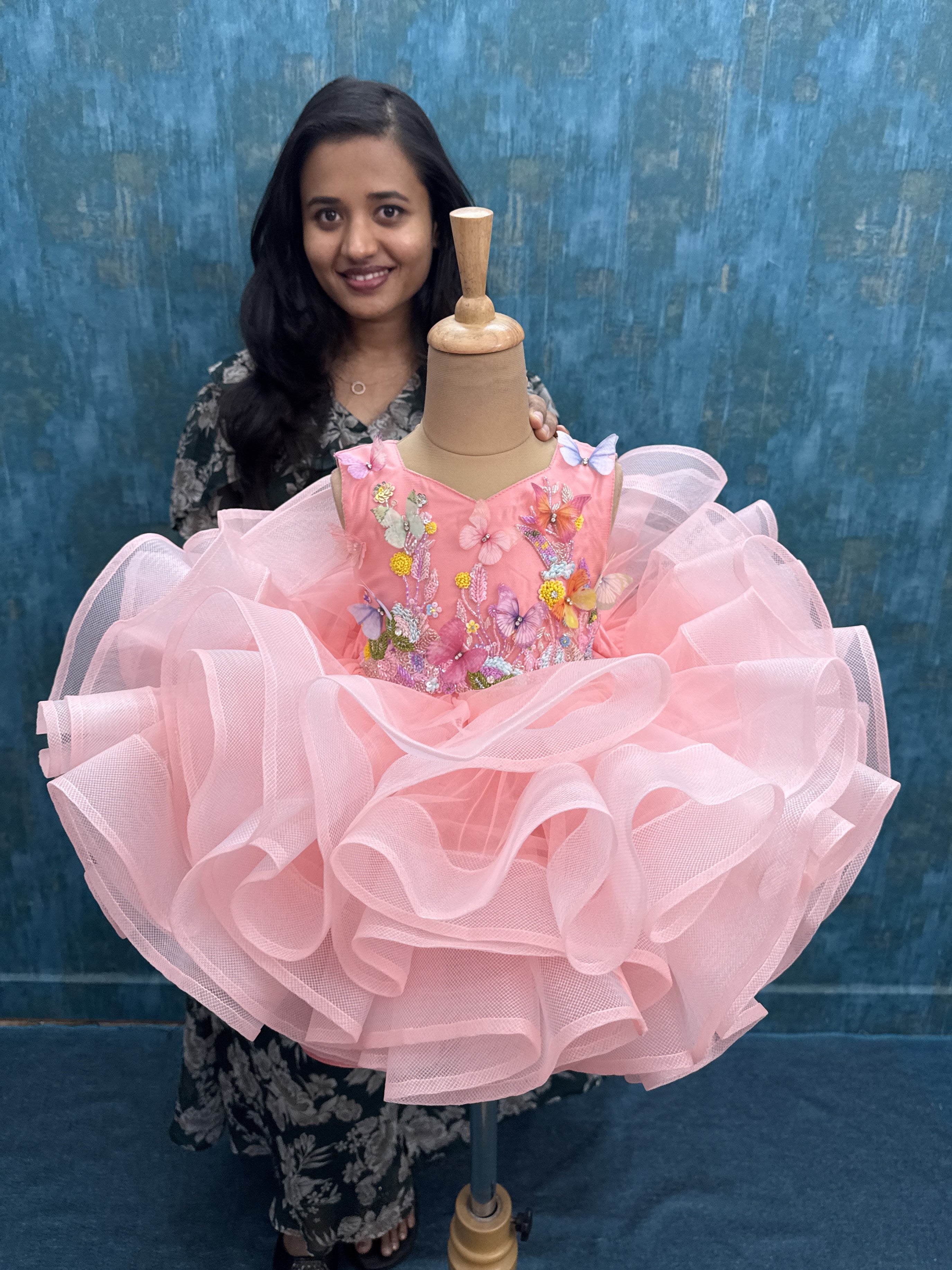 Blush Pink Blossom Butterfly Fantasy Princess Ball Gown