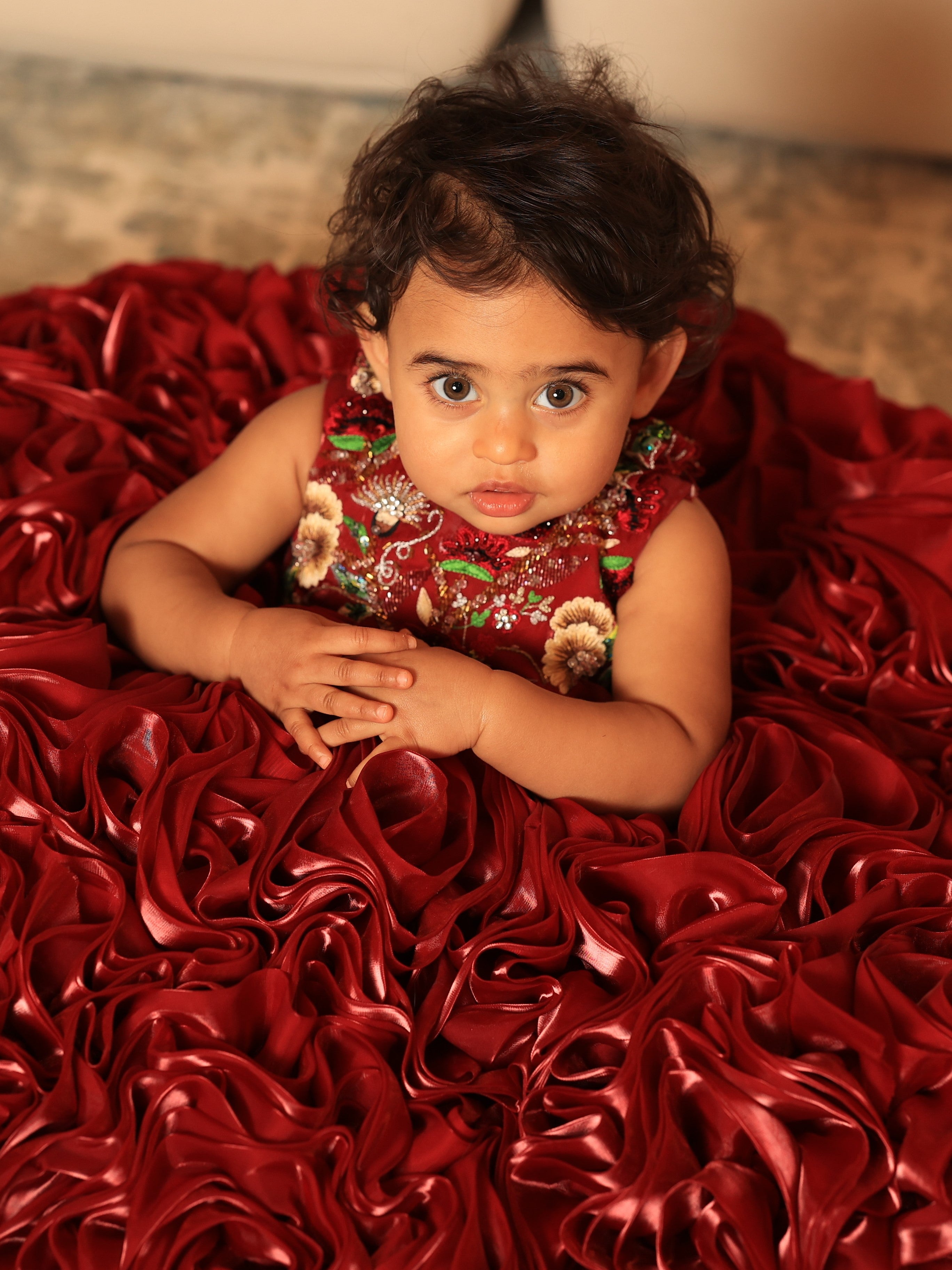 Crimson Rose Bloom Gown
