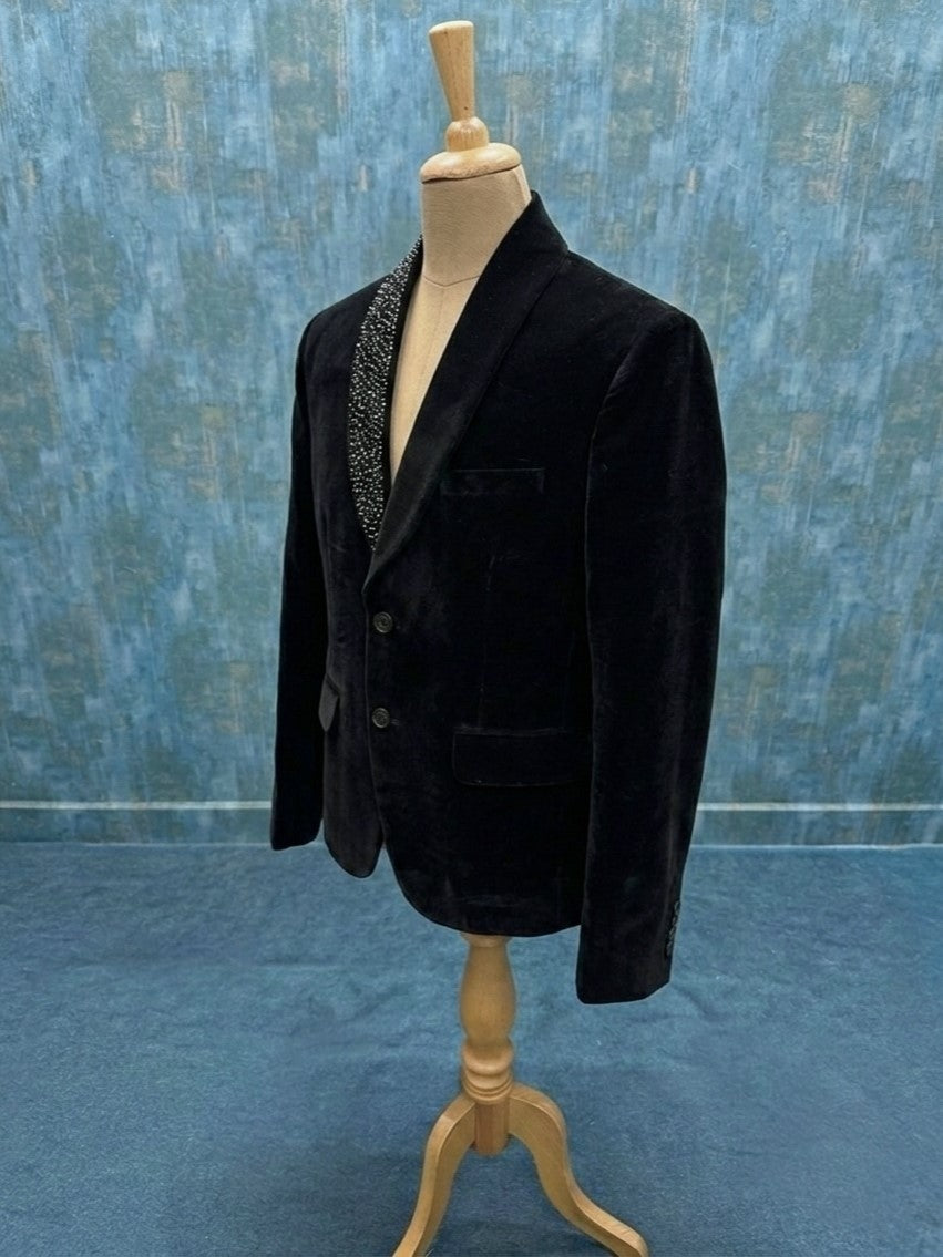 Black Velvet Tuxedo Blazer, Sowmyz Couture