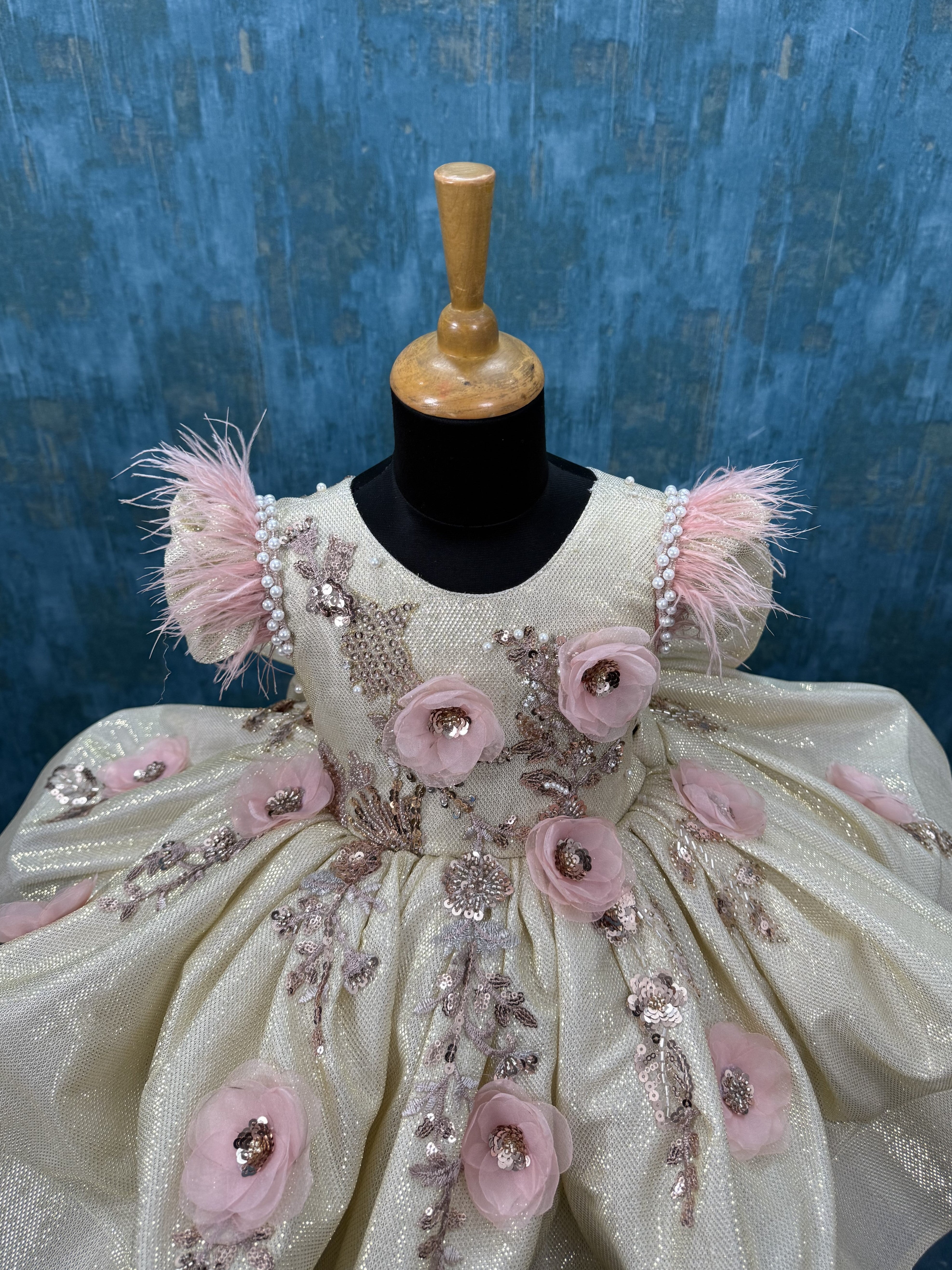 Shimmery Gold Floral gown