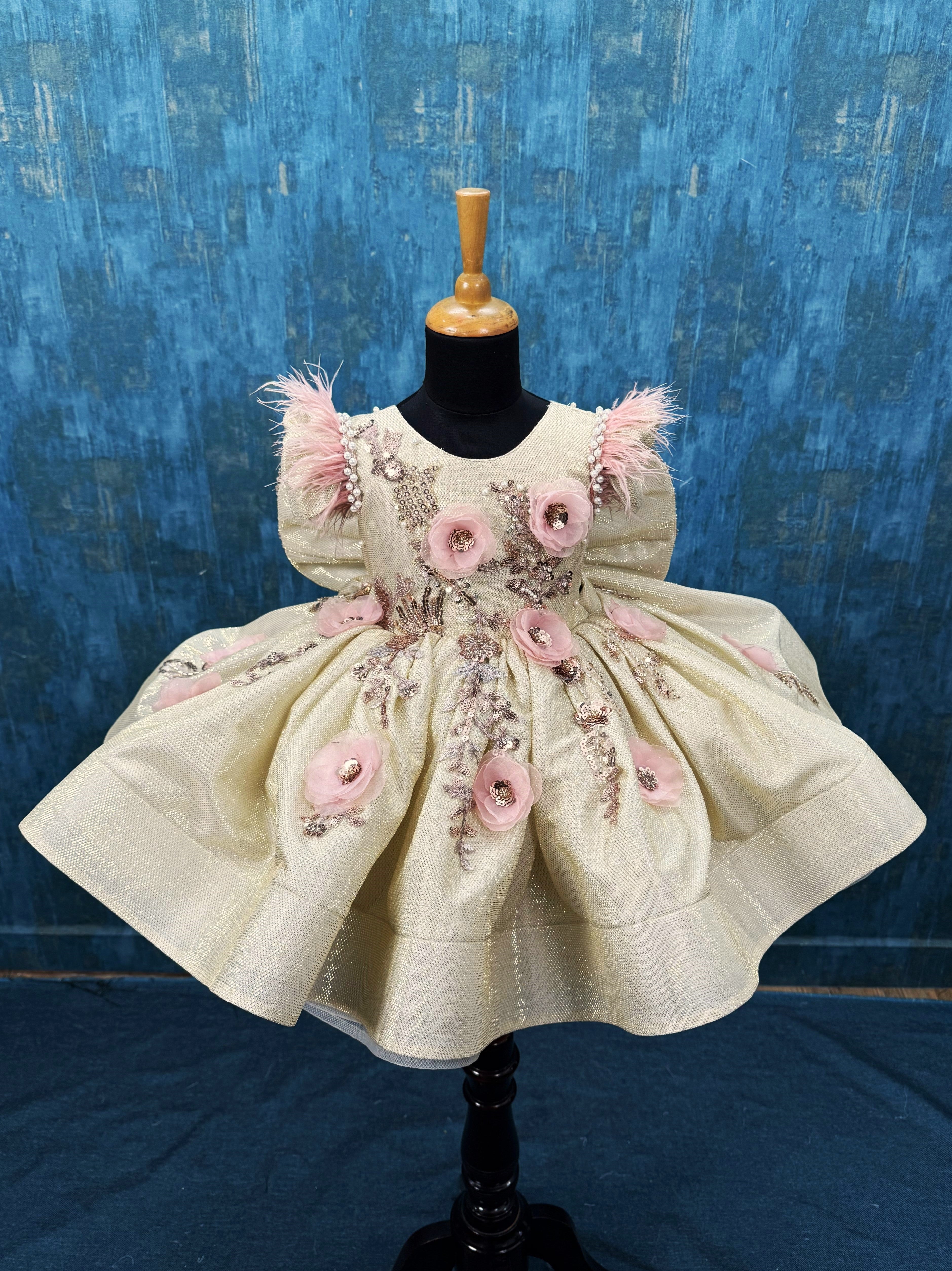 Shimmery Gold Floral gown