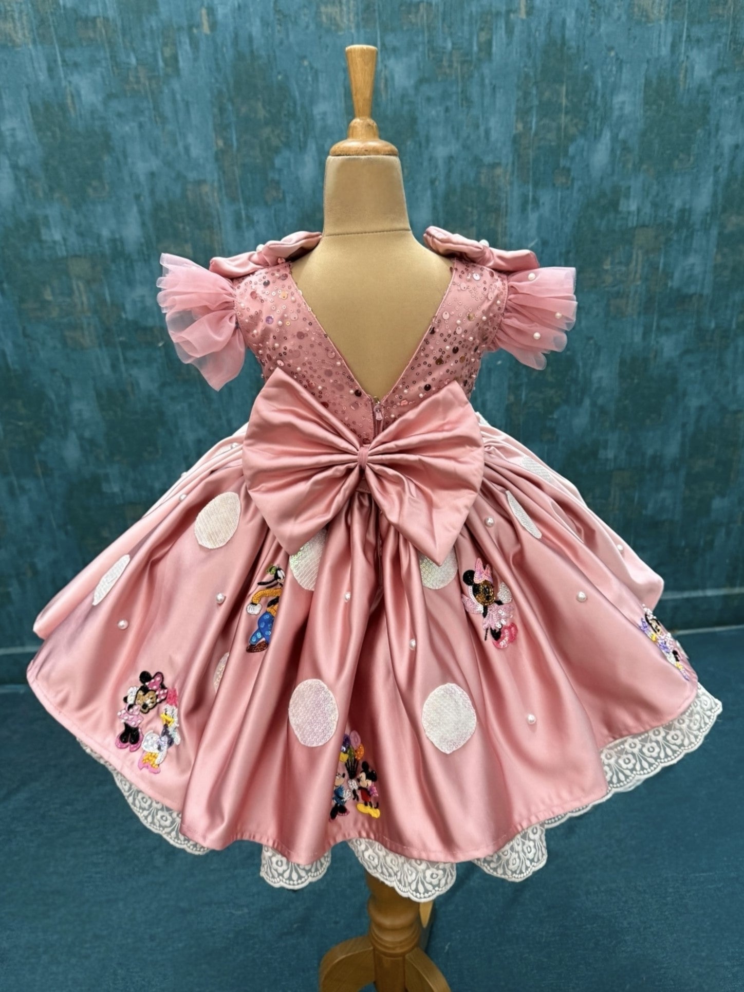 Blush Pink Sparkle Bow Delight Princess Designer Party Dress