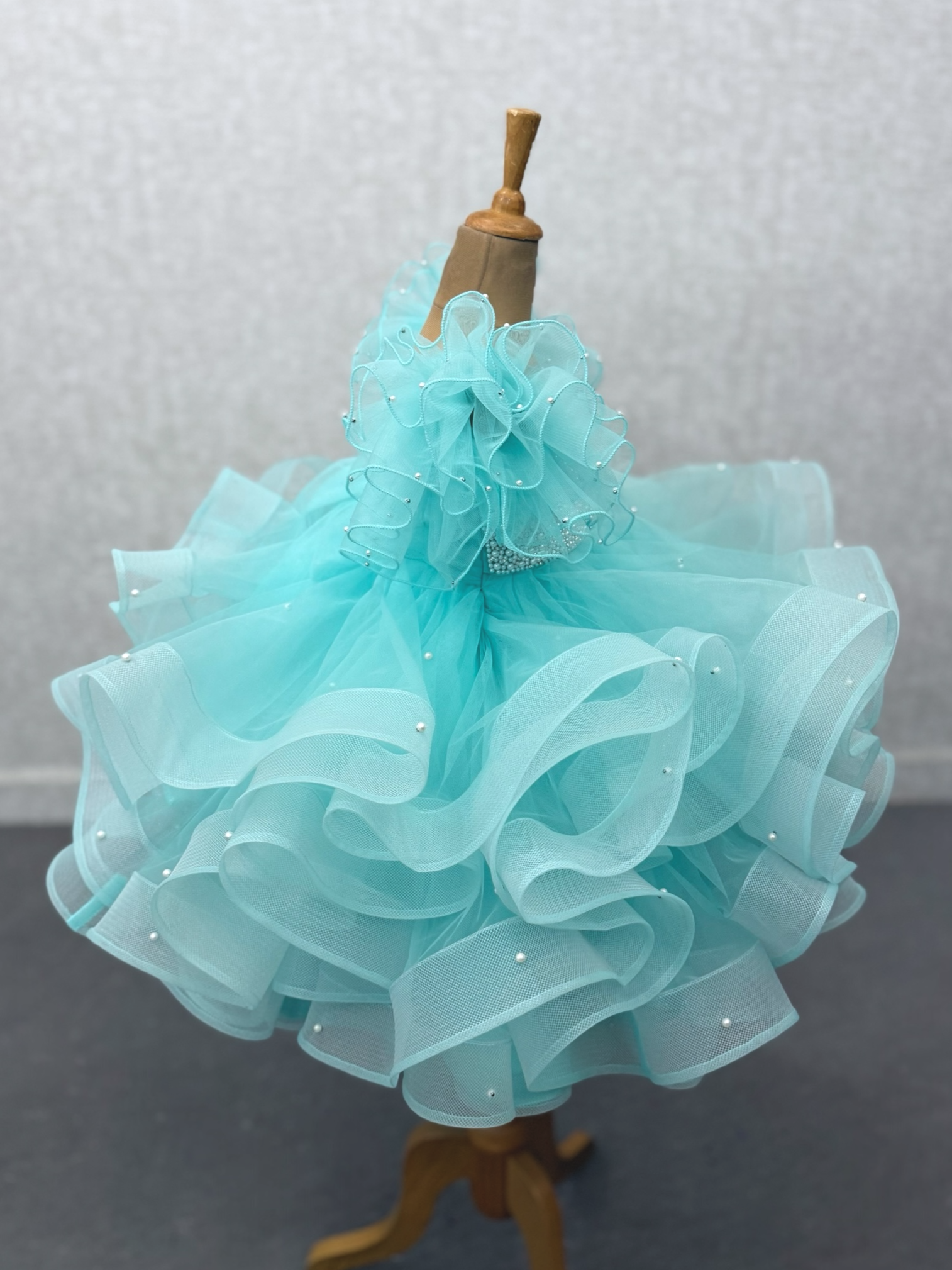 Baby Girl Birthday Party Frocks Online, Aqua Blue Party Dress