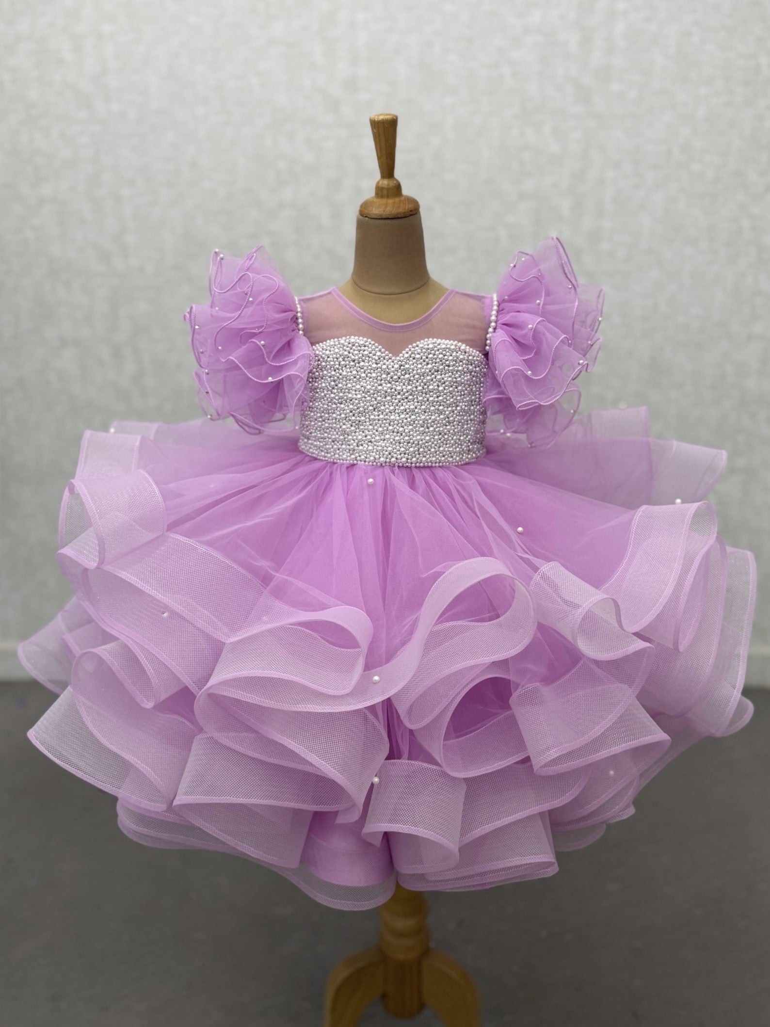 Panel Ball Gown Designs Online, Lavender Flower Girl Dress