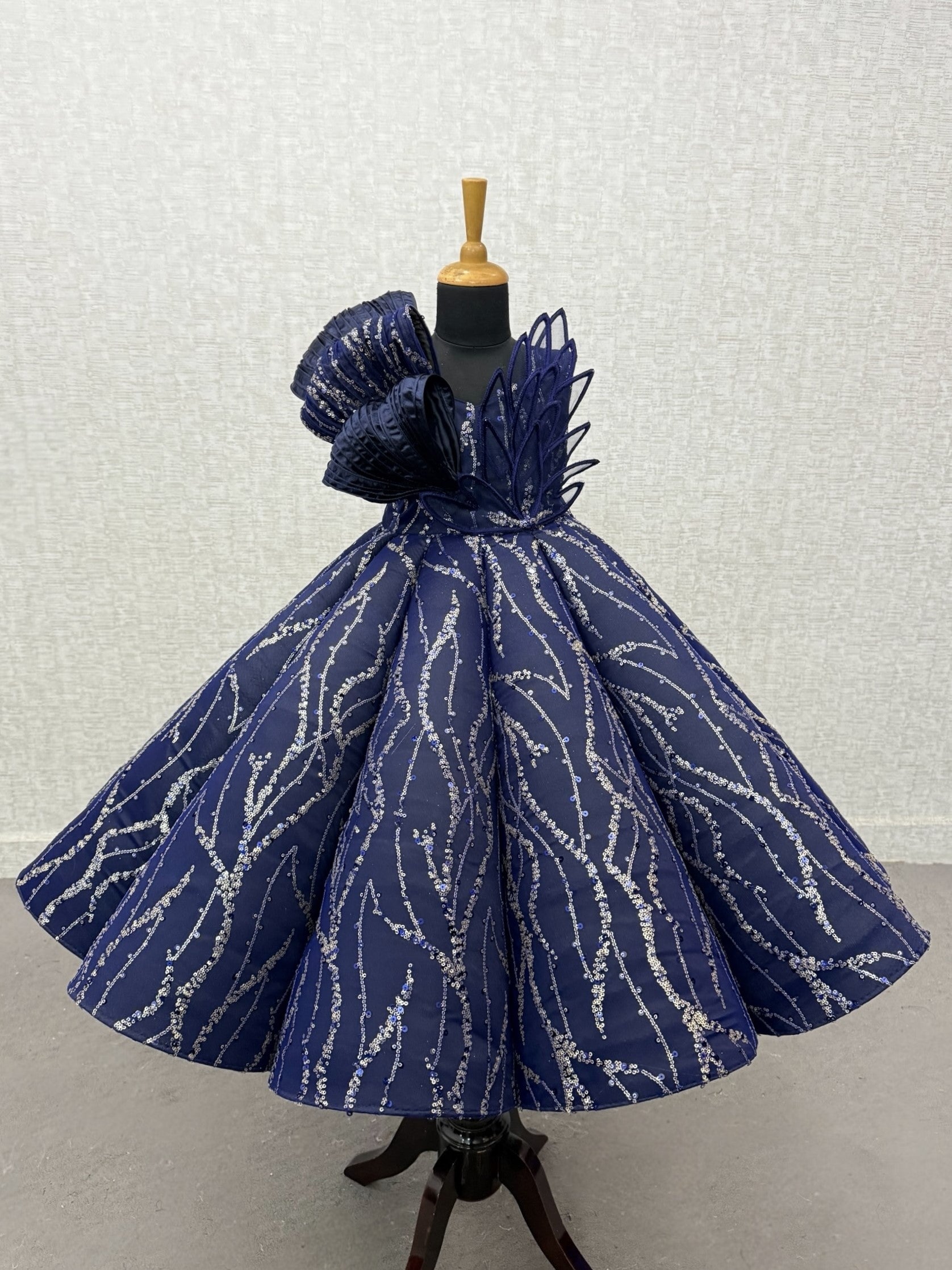 Children Party Wear Gowns Online, Midnight Blue Gown