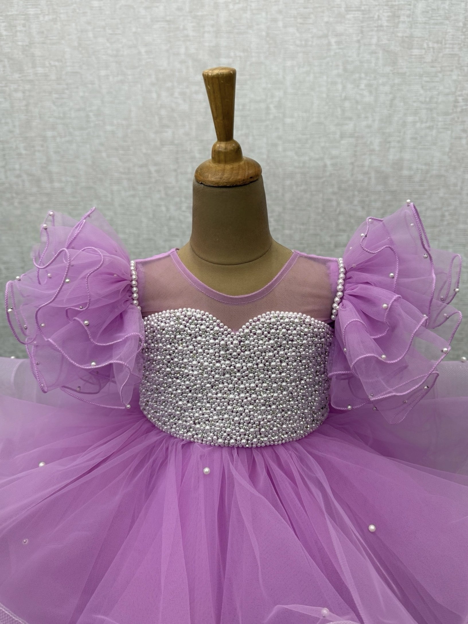 Panel Ball Gown Designs Online, Lavender Flower Girl Dress