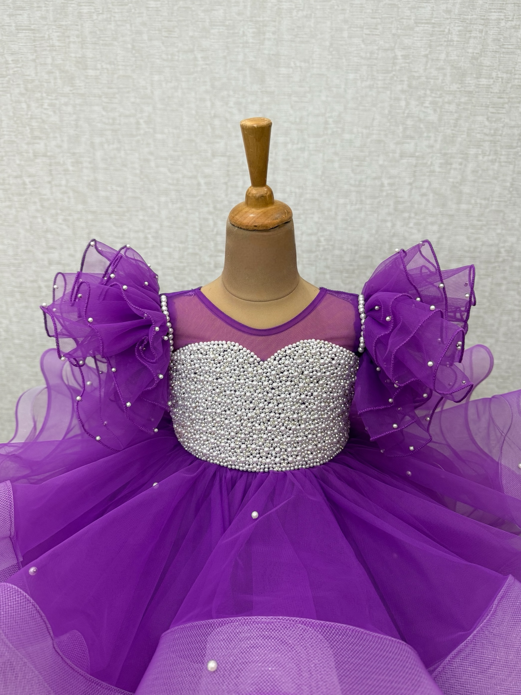 Baby Girl Birthday Party Frocks, Purple Ruffle Flower Girl Dress