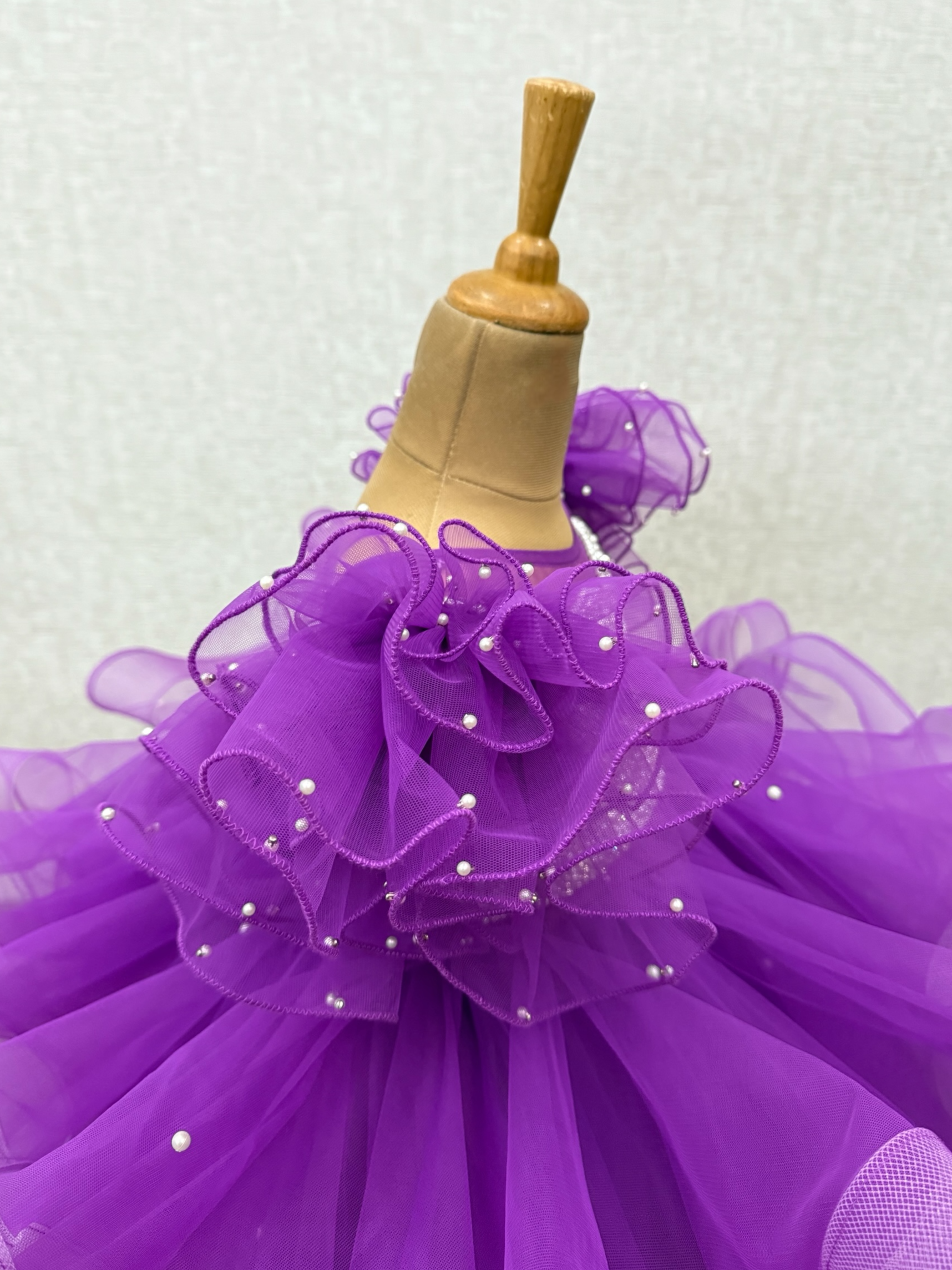 Baby Girl Birthday Party Frocks, Purple Ruffle Flower Girl Dress