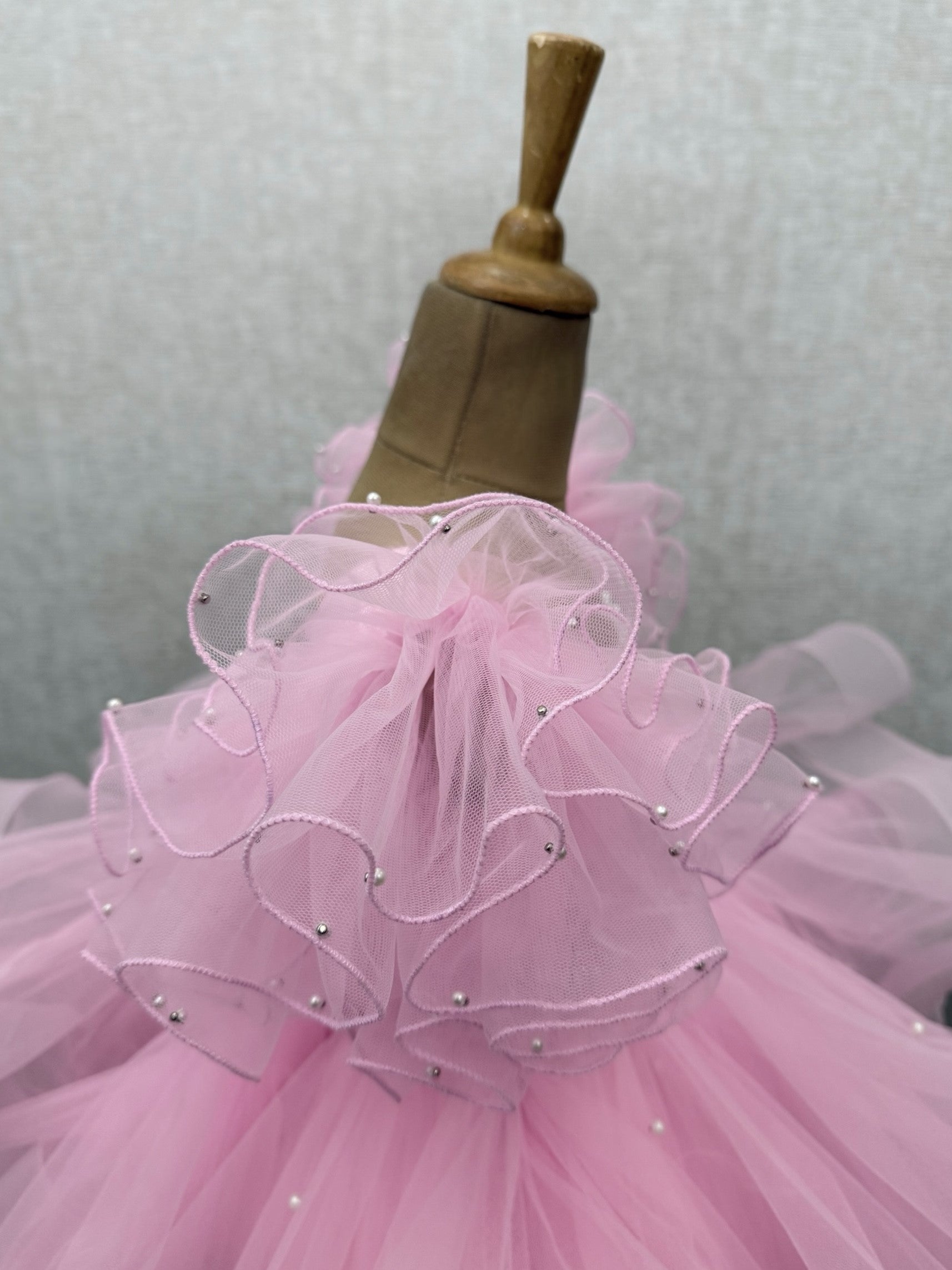 Panel Gown Kids Online, Blush Pink Pearl Girl Dress