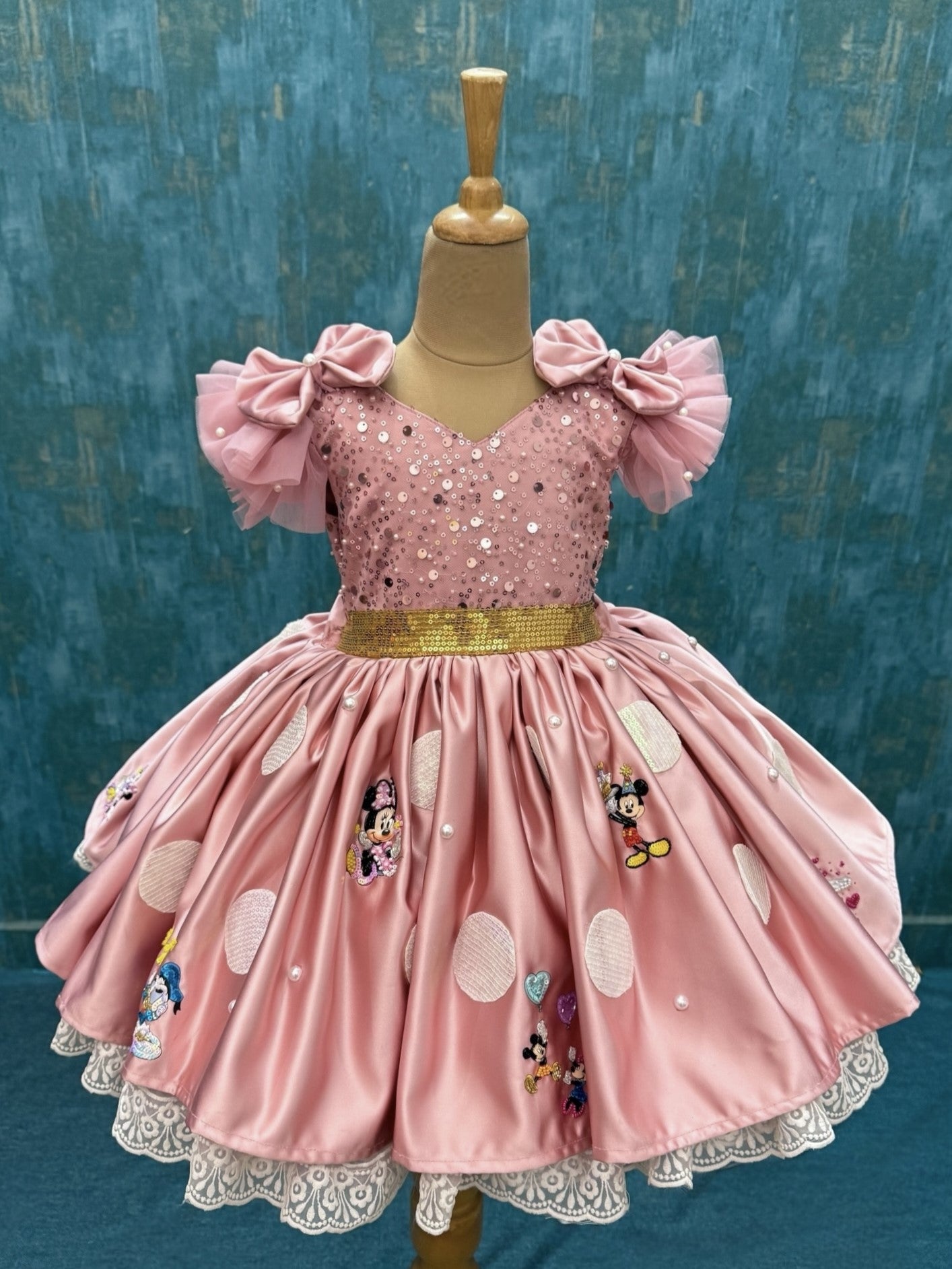 Blush Pink Sparkle Bow Delight Princess Designer Party Dress