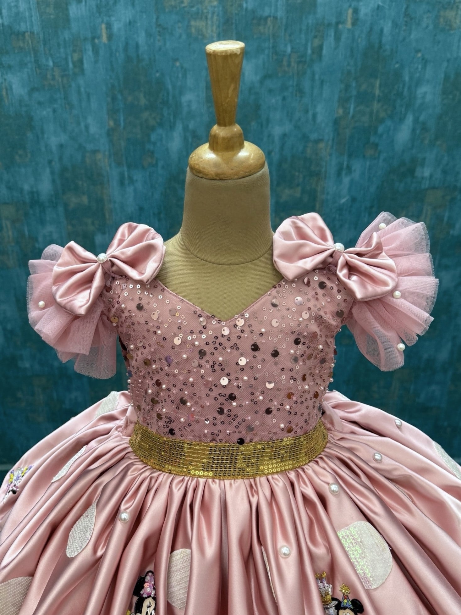 Blush Pink Sparkle Bow Delight Princess Designer Party Dress