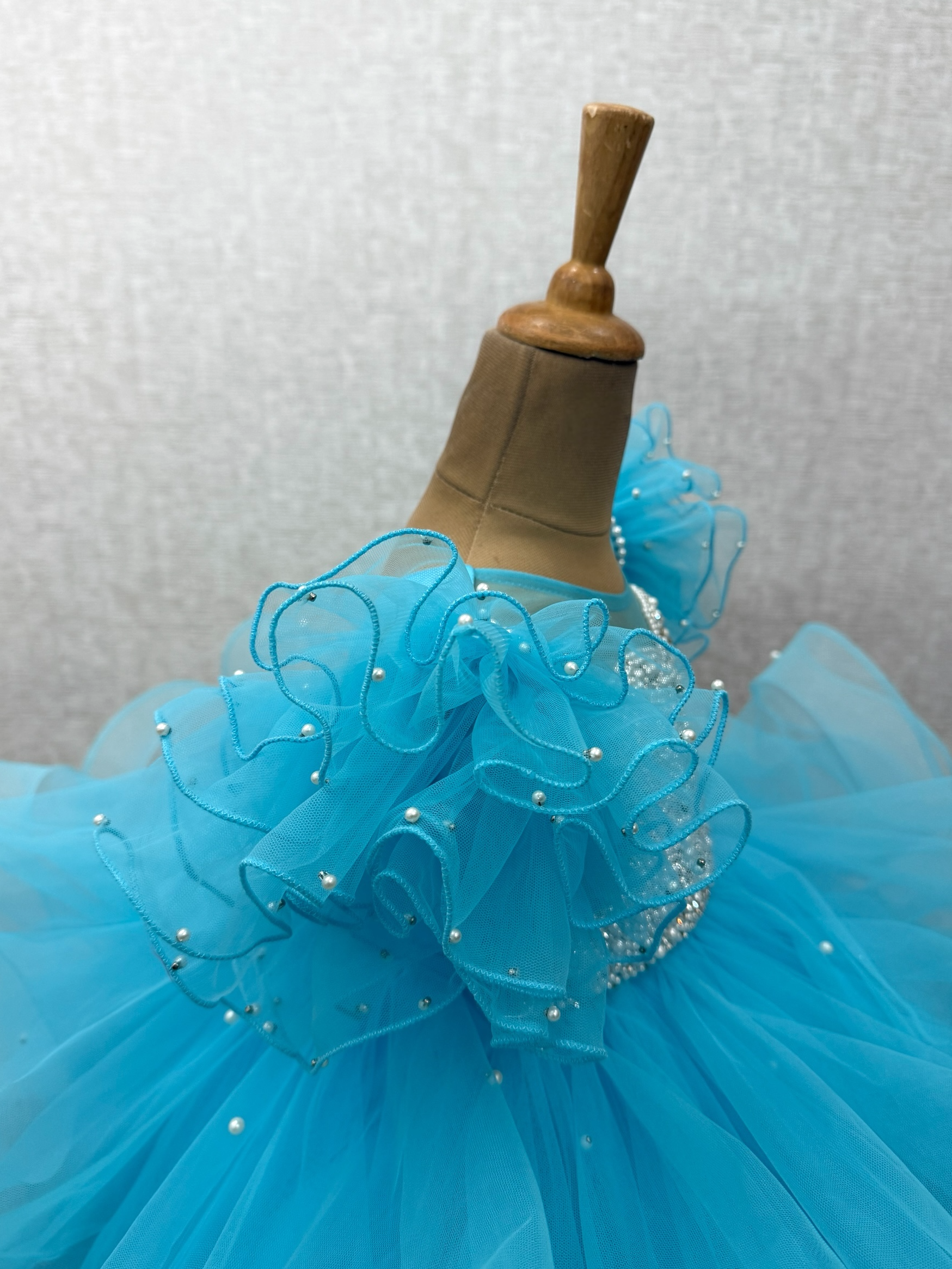 Luxury Designer Kids Wear Online, Premium Blue Organza Dress
