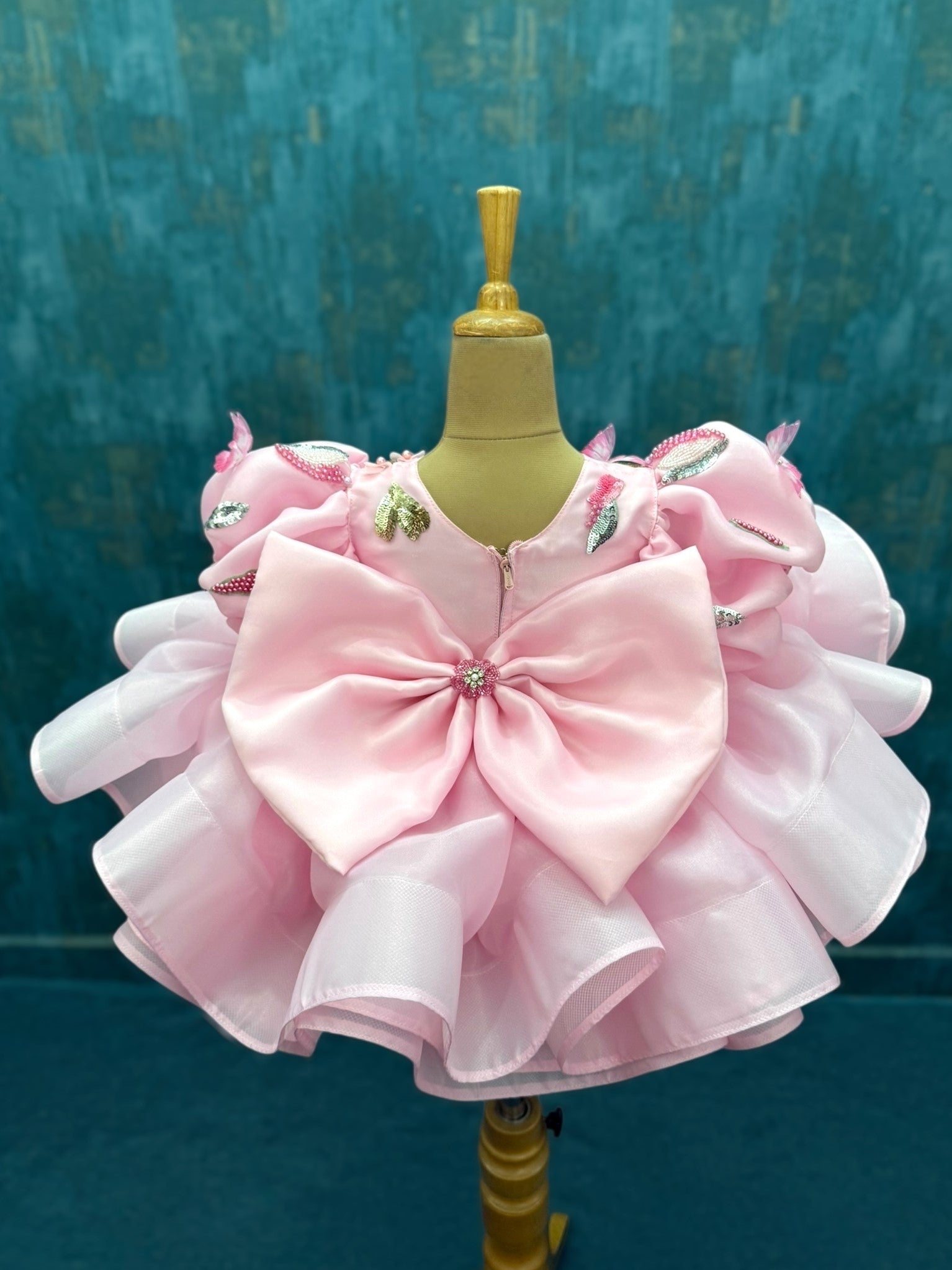 Fairy Blush Butterfly Kiss Princess Bloom Gown with intricate hand work