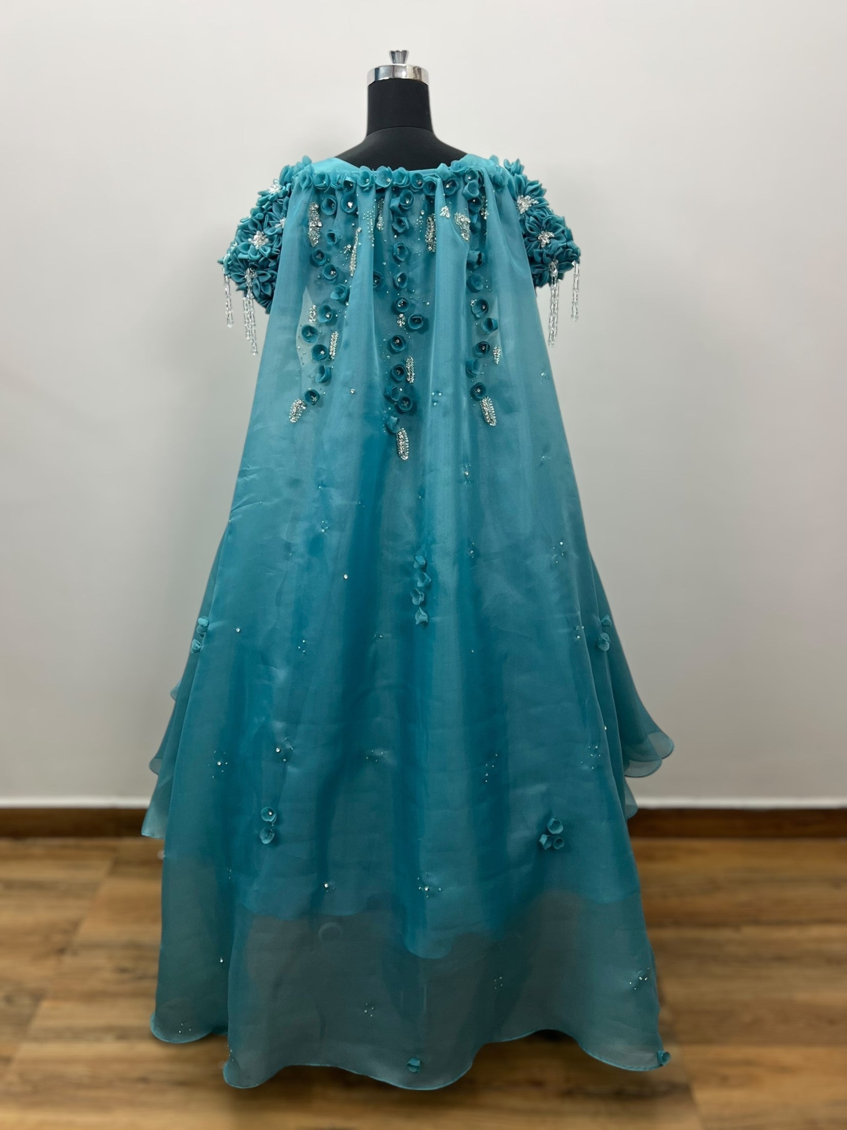 Ocean Bloom Crystal Embroidered Princess Gown
