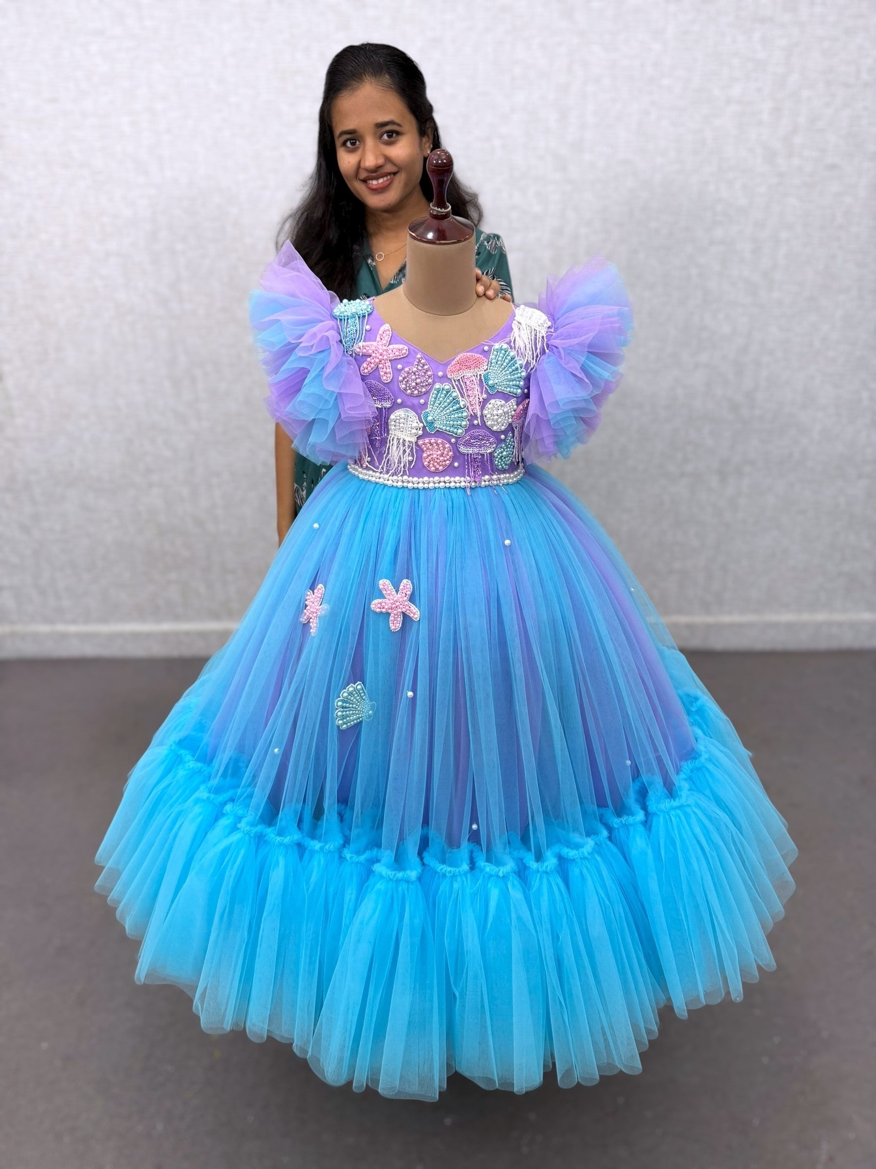 Mermaid Lagoon Couture gown with hand work detailing