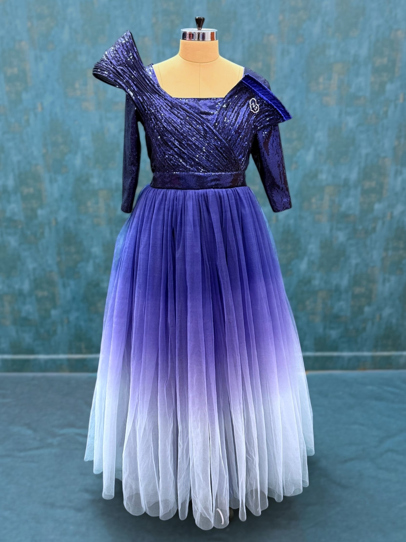 Structured Blue Gradient Gown