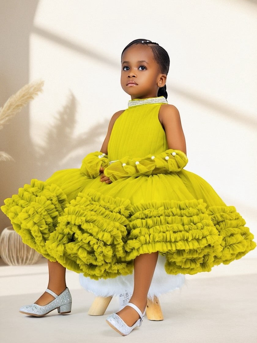 Lime Glow Princess Dress