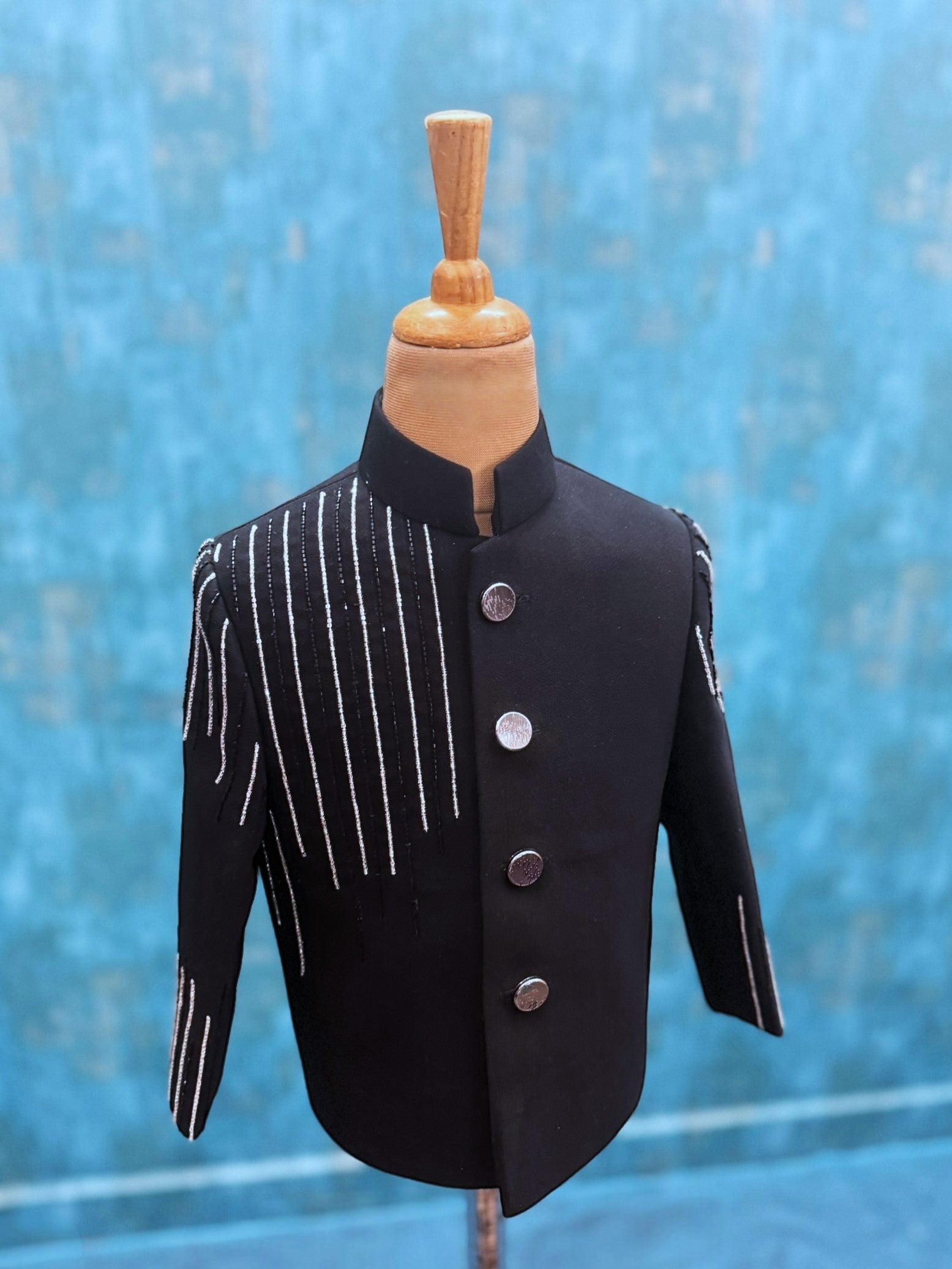 Midnight Cascade Couture Coat- Comes with Pant